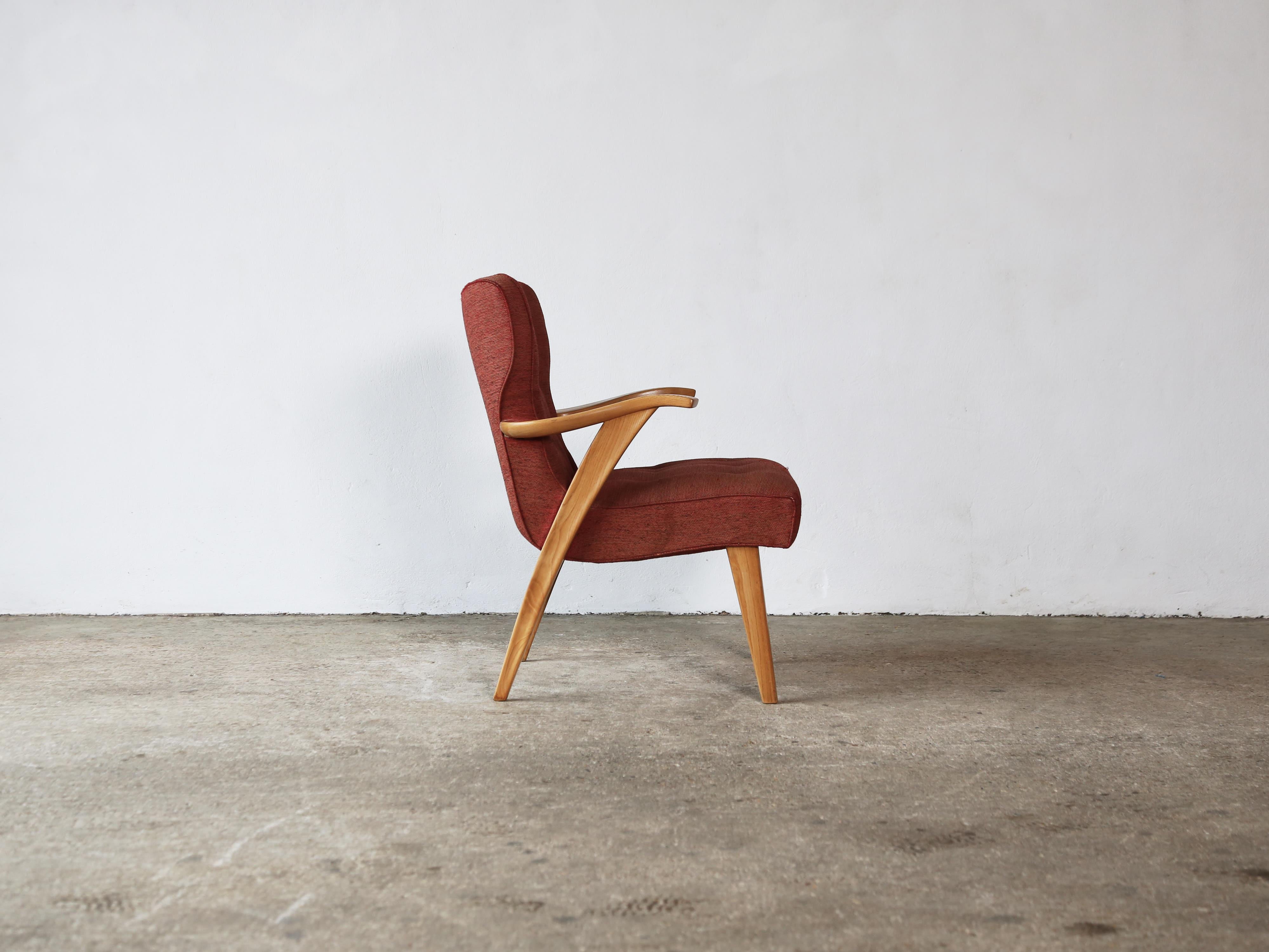 Fabric Rare Chair from the Gio Ponti designed sunken 1950s Andrea Doria Ocean Liner For Sale