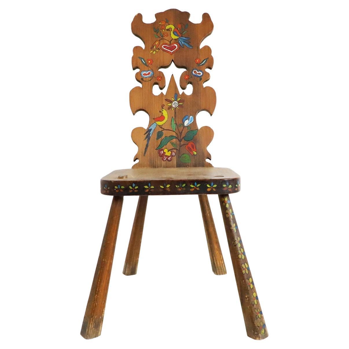 Rare Chair Hand Painted by Mexican Mid-Century Modernist Don Shoemaker For Sale