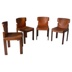 Chaises rares de Luciano Frigerio, modèle Paganini de Frigerio Desio en cuir