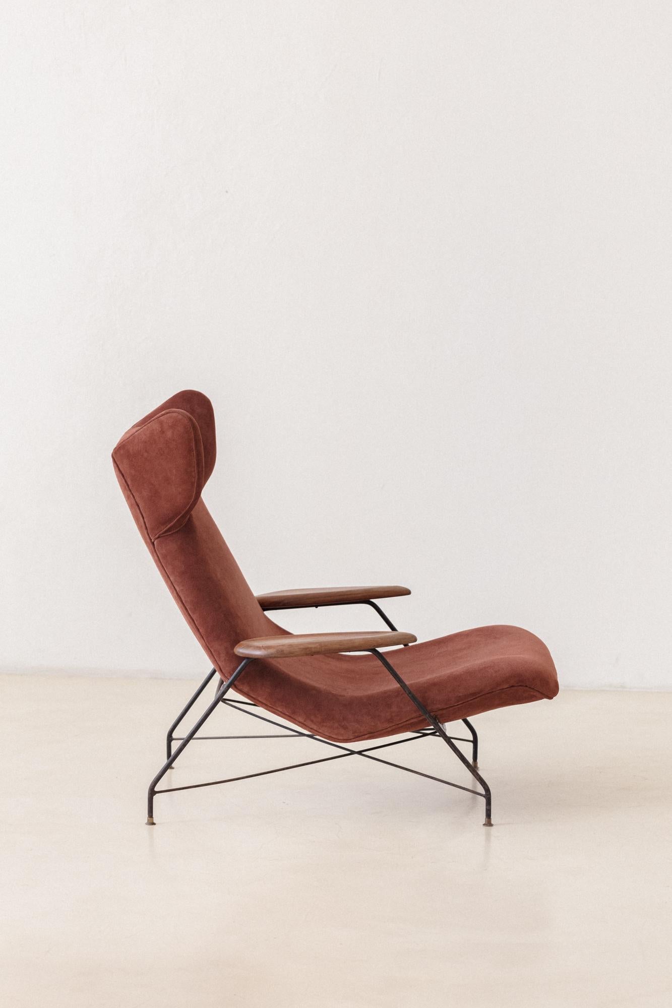 Mid-Century Modern Rare chaise longue de Carlo Hauner et Martin Eisler, circa 1954, Móveis Artesanal en vente