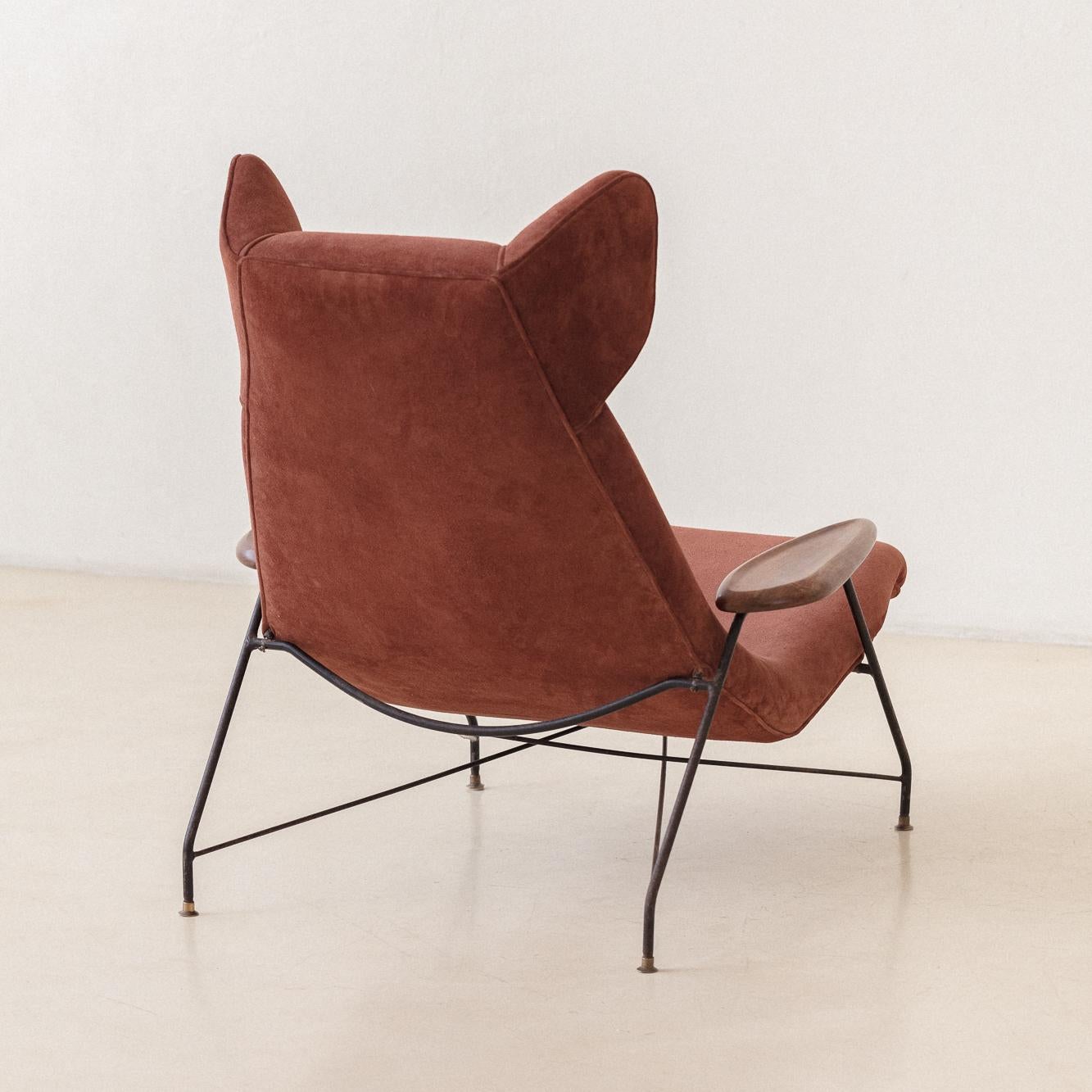 Cuir Rare chaise longue de Carlo Hauner et Martin Eisler, circa 1954, Móveis Artesanal en vente