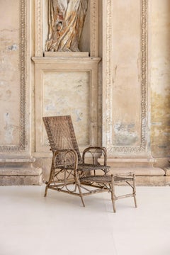 Rare Chaise Longue in rattan and wicker by Giovanni Bonacina, Italy, 1920s