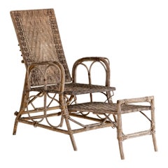 Rare Chaise Longue in rattan and wicker by Giovanni Bonacina, Italy, 1920s