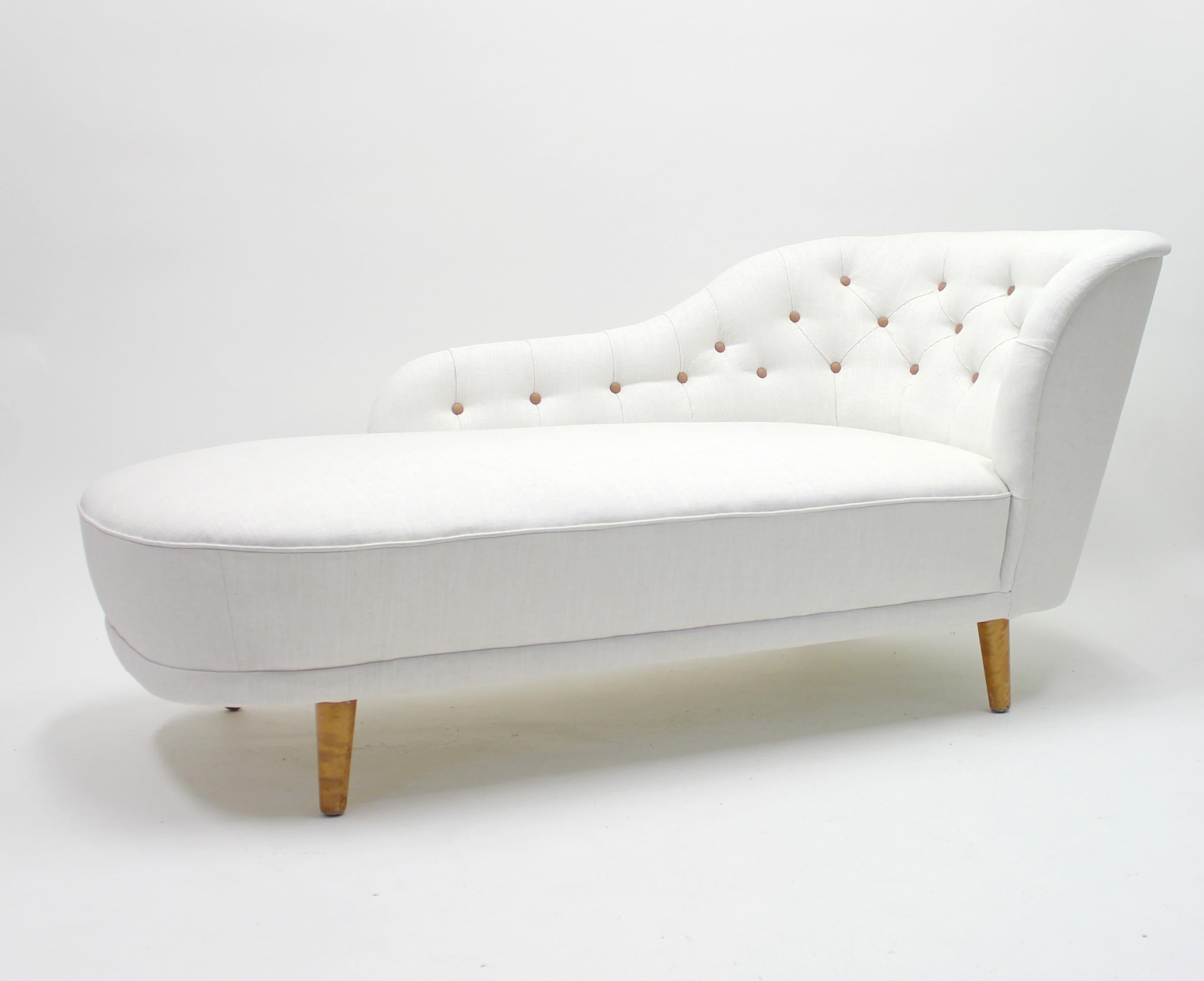 Leather Rare Chaise Lounge, Attributed to Greta Magnusson Grossman, 1940s