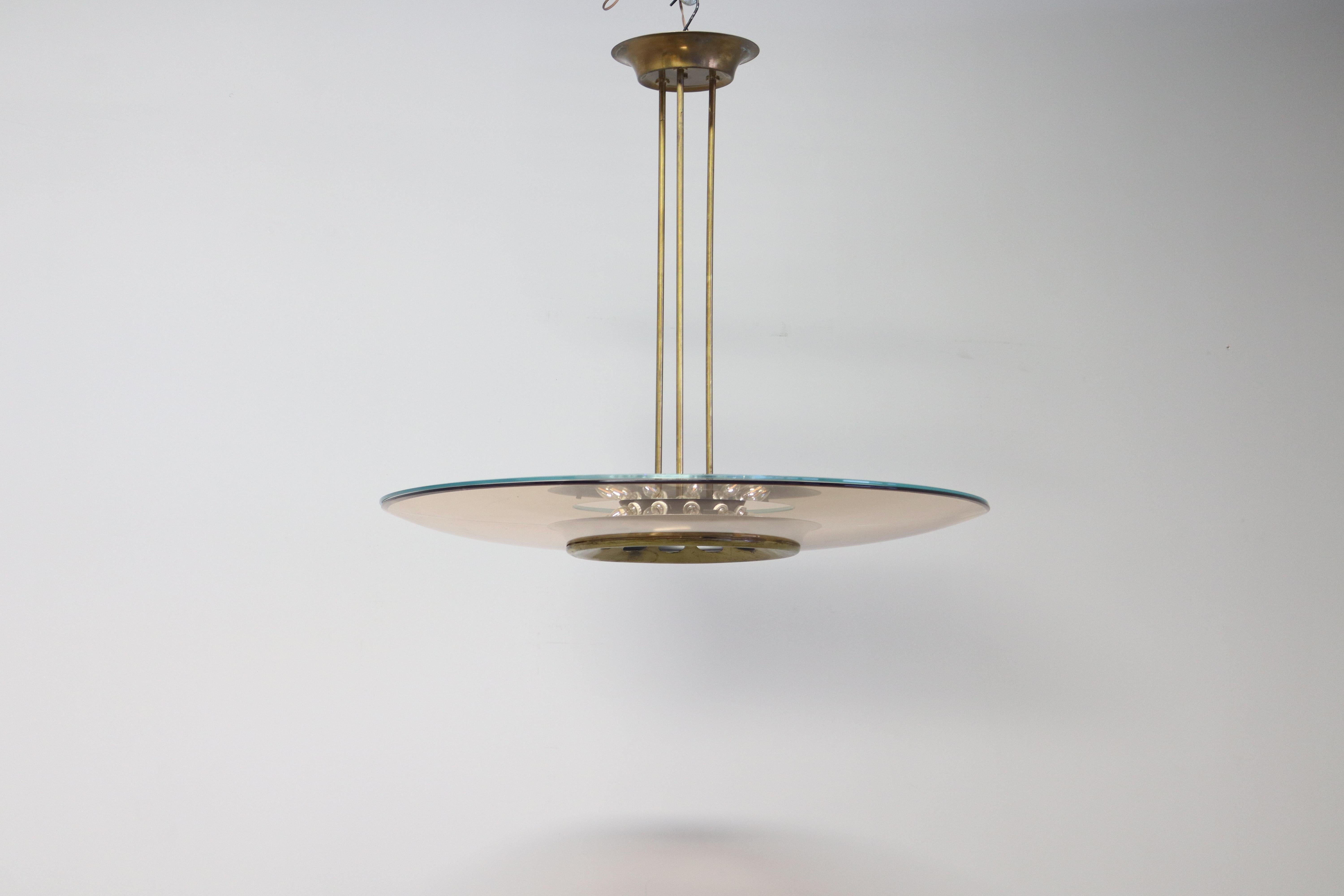 Rare Chandelier 1508 by Max Ingrand for Fontana Arte (Italian) im Angebot