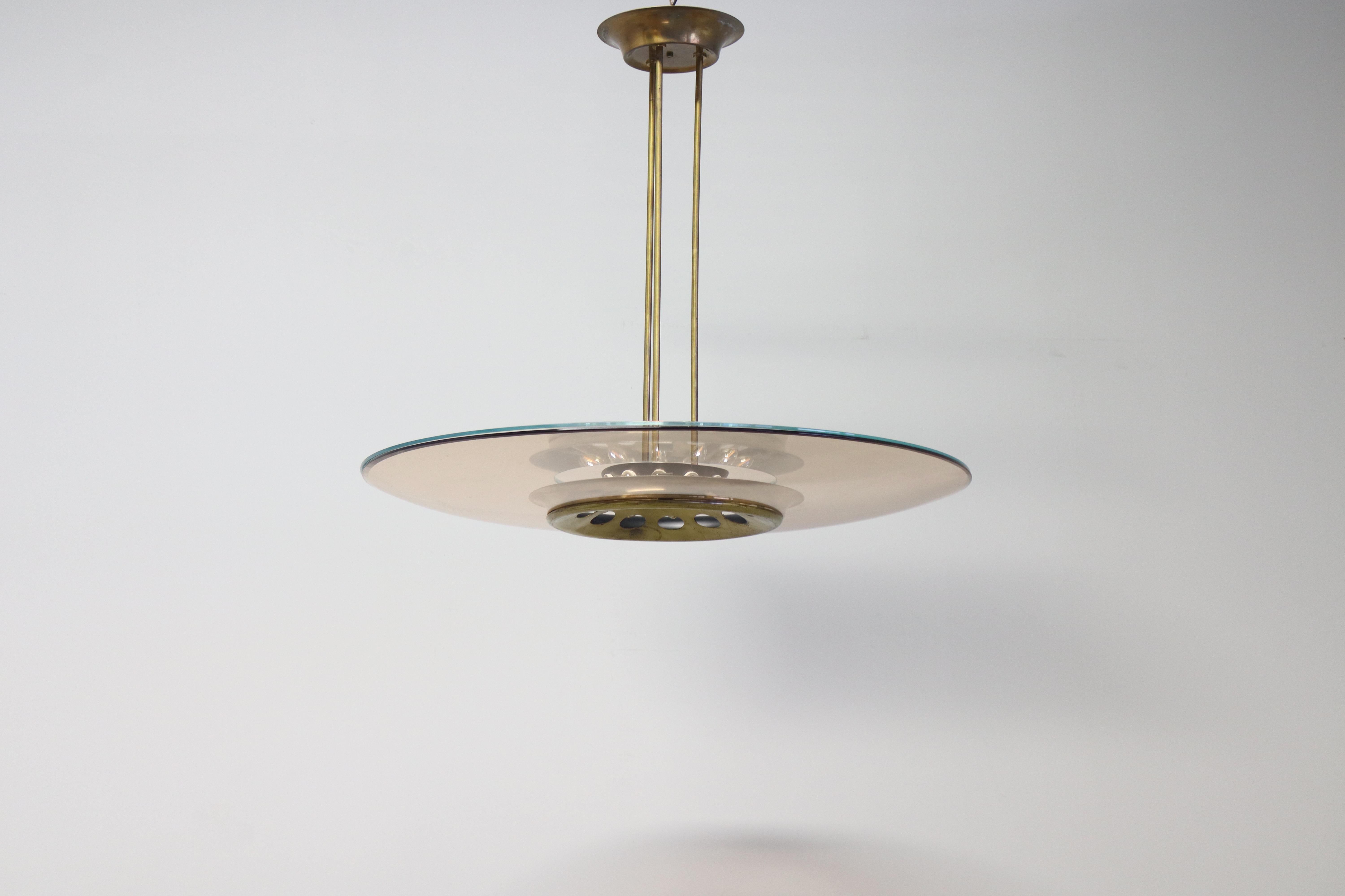 Rare Chandelier 1508 by Max Ingrand for Fontana Arte (Mid-20th Century) im Angebot