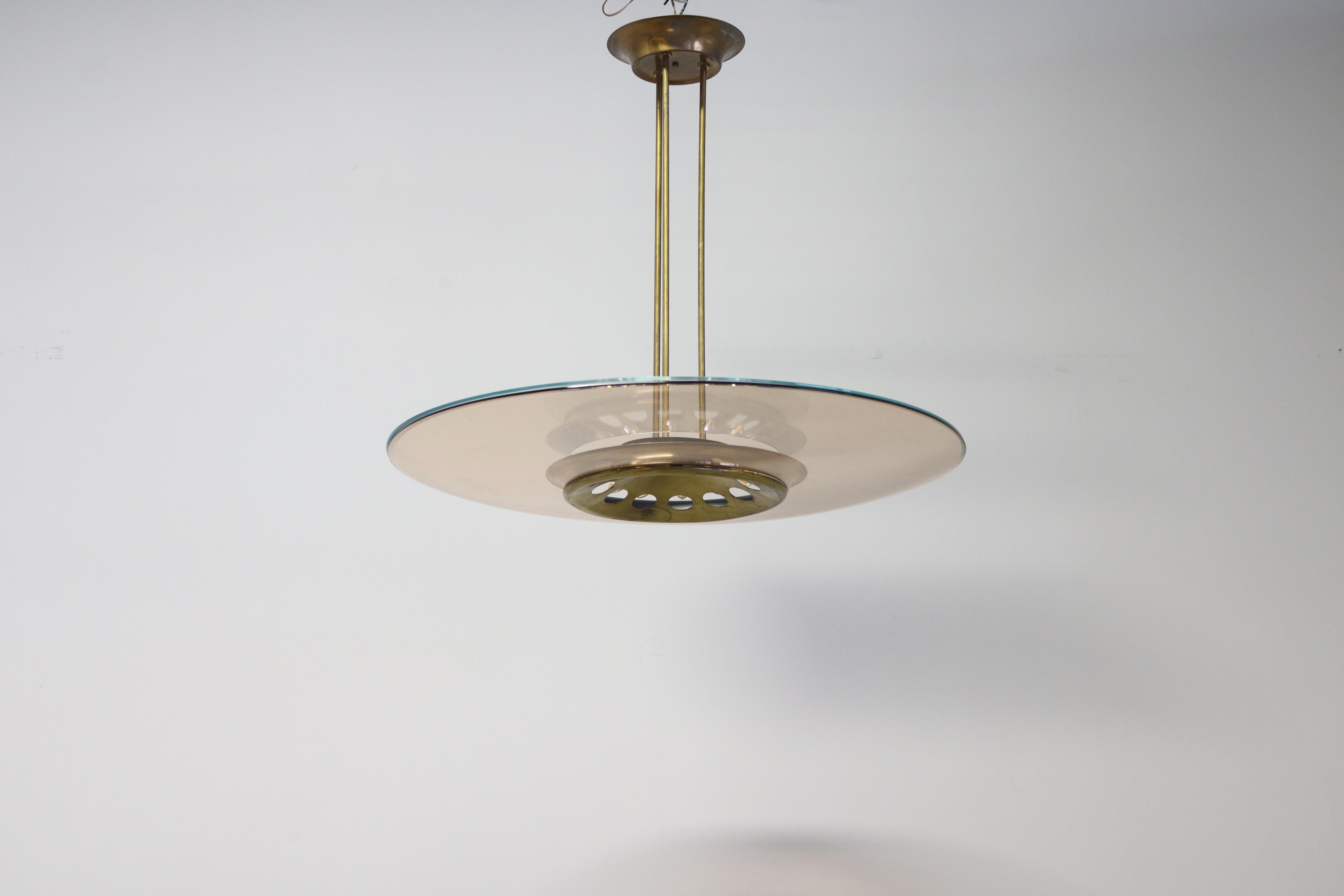 Rare Chandelier 1508 by Max Ingrand for Fontana Arte (Messing) im Angebot