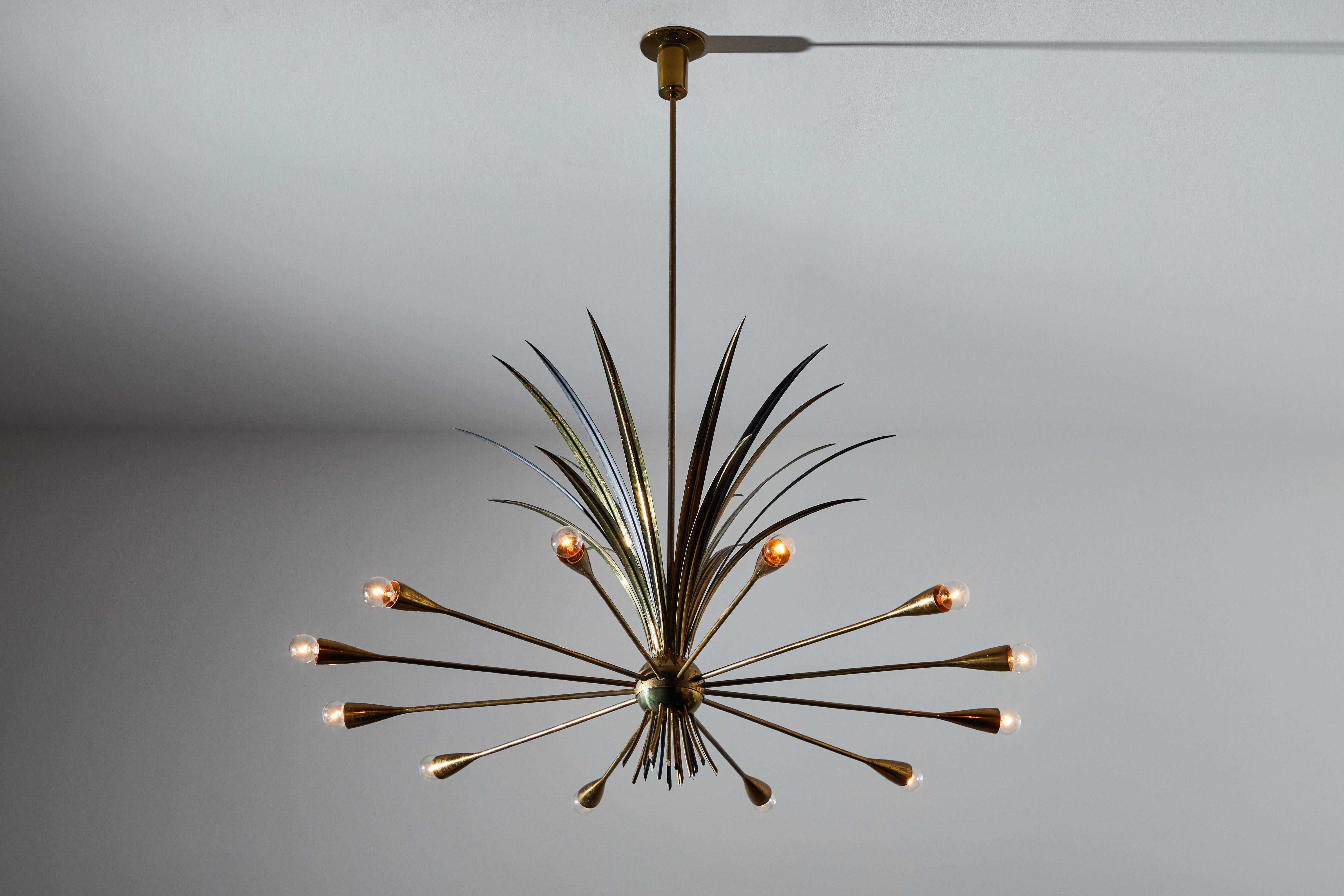 Rare Chandelier by Angelo Lelli for Arredoluce In Good Condition In Los Angeles, CA