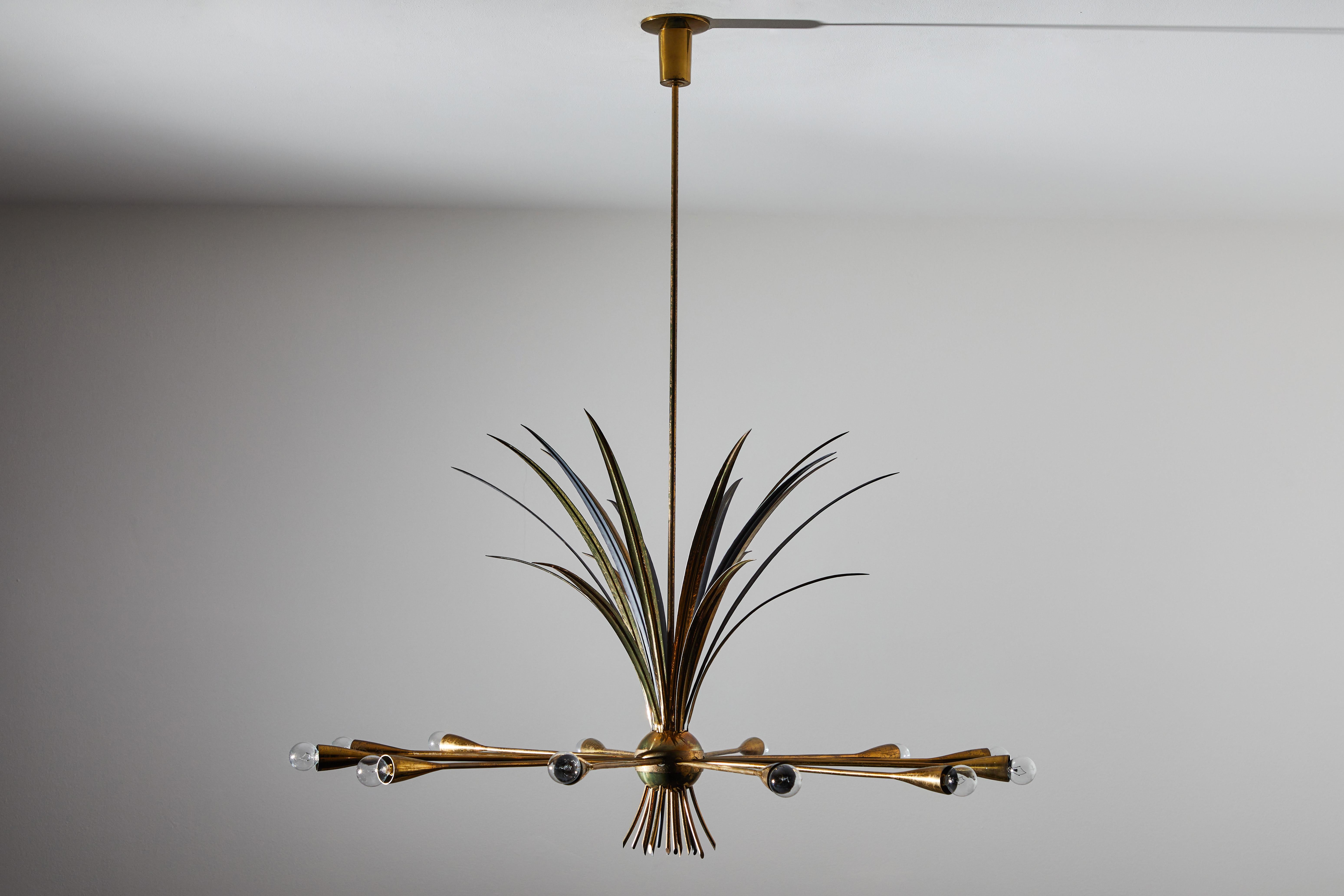 Brass Rare Chandelier by Angelo Lelli for Arredoluce