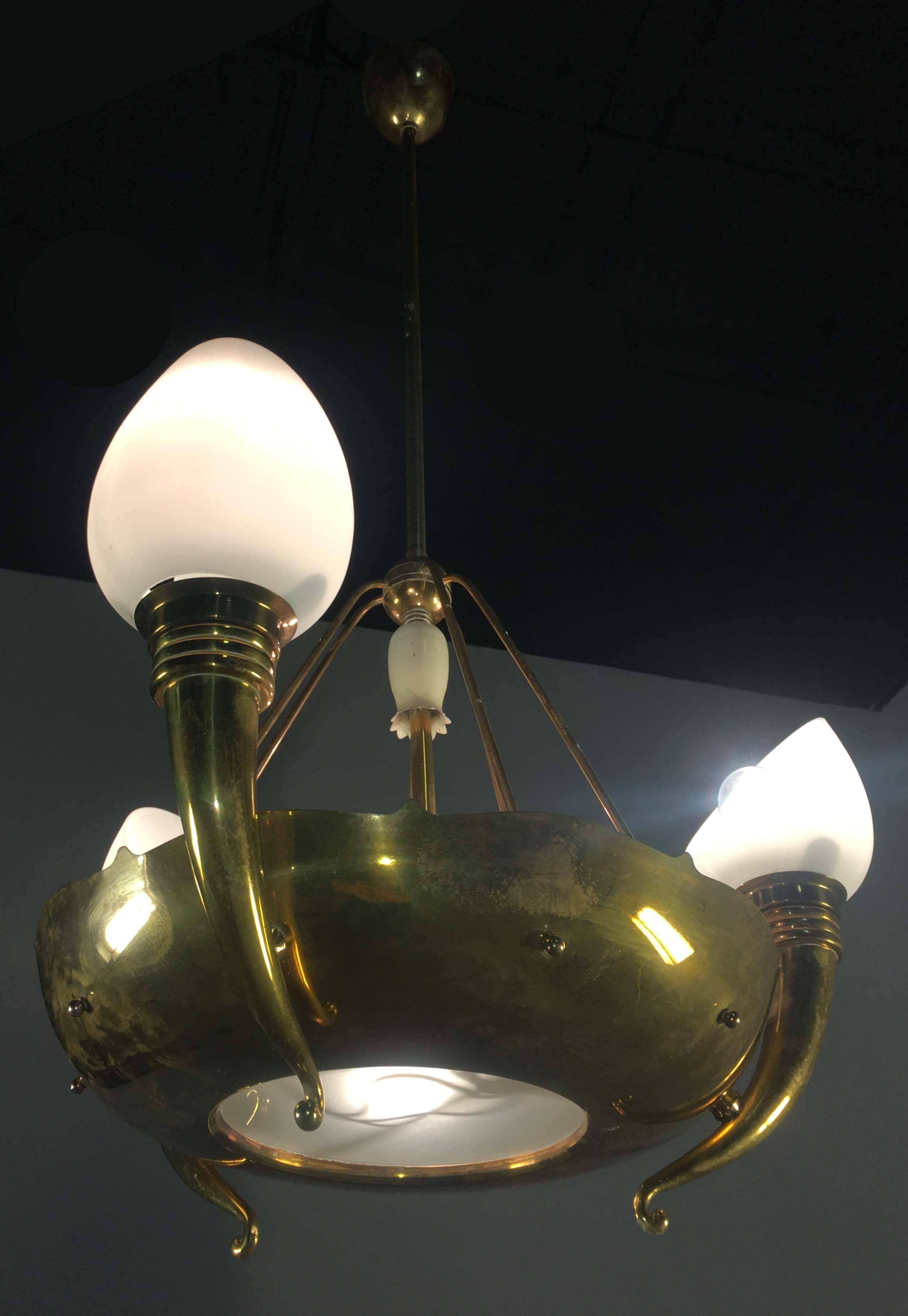 Italiano Raro lampadario di Gaetano Sciolari, anni '40 in vendita