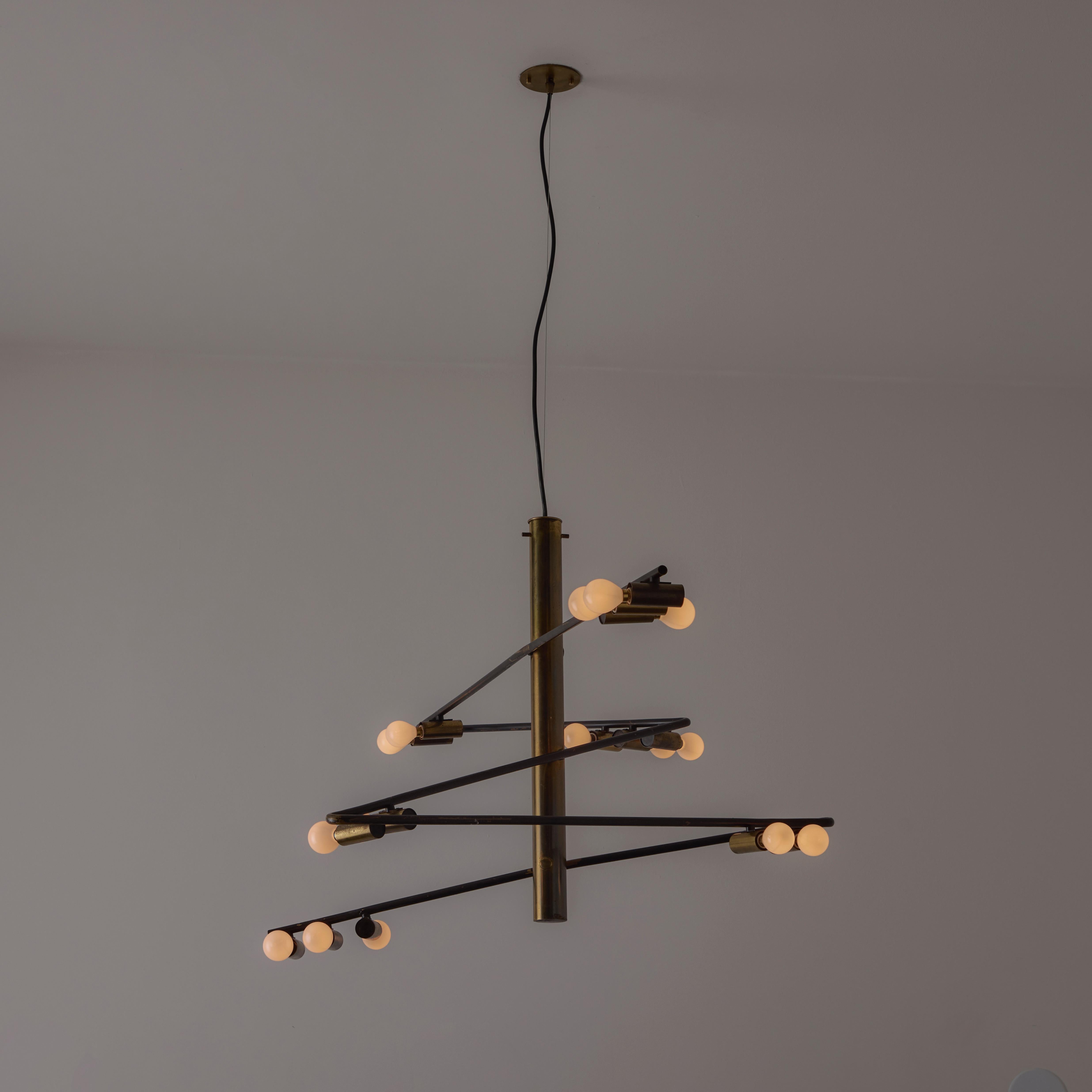Rare Chandelier by Giampiero Aloi for Stilnovo For Sale 2