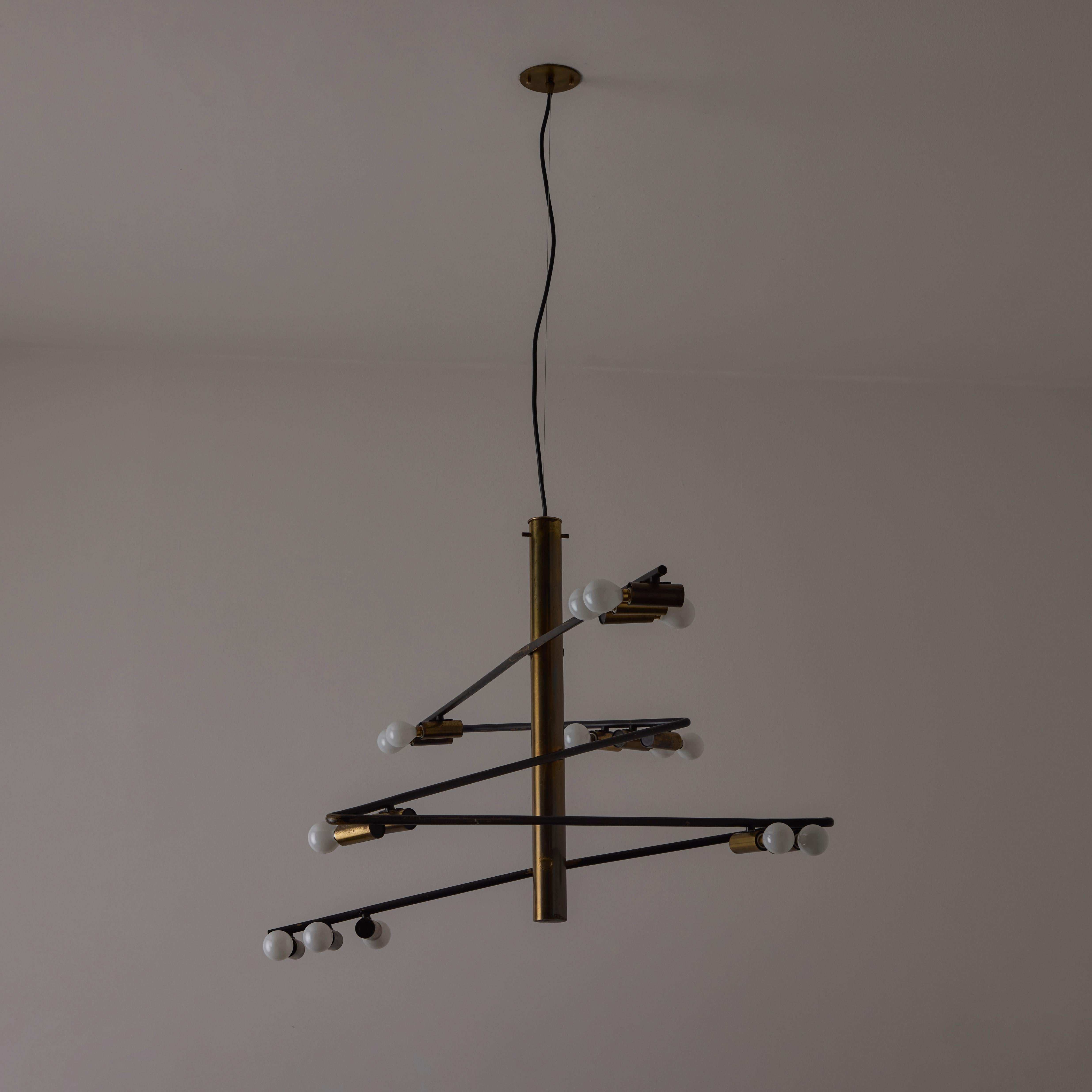 Rare Chandelier by Giampiero Aloi for Stilnovo For Sale 3