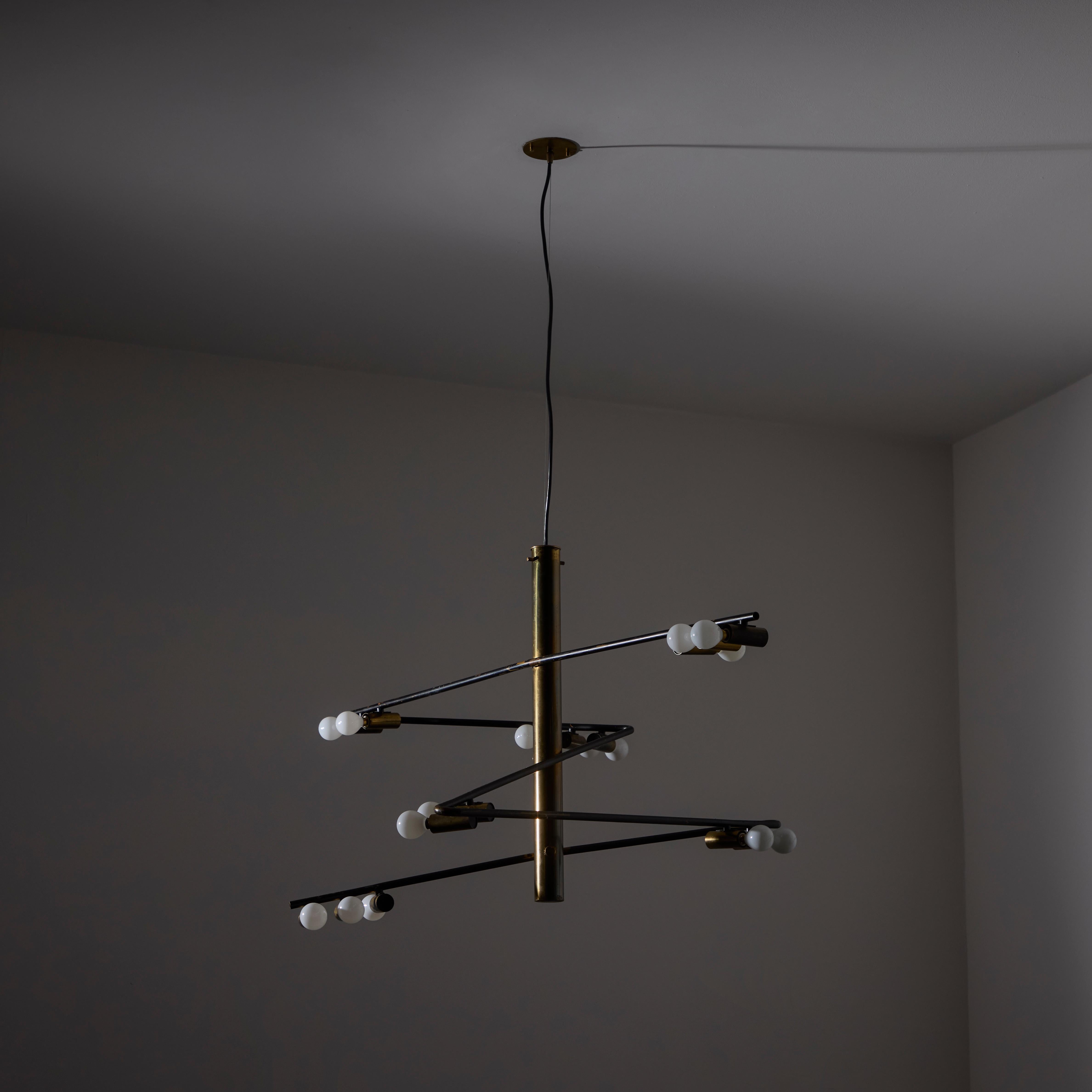 Mid-Century Modern Rare Chandelier by Giampiero Aloi for Stilnovo For Sale