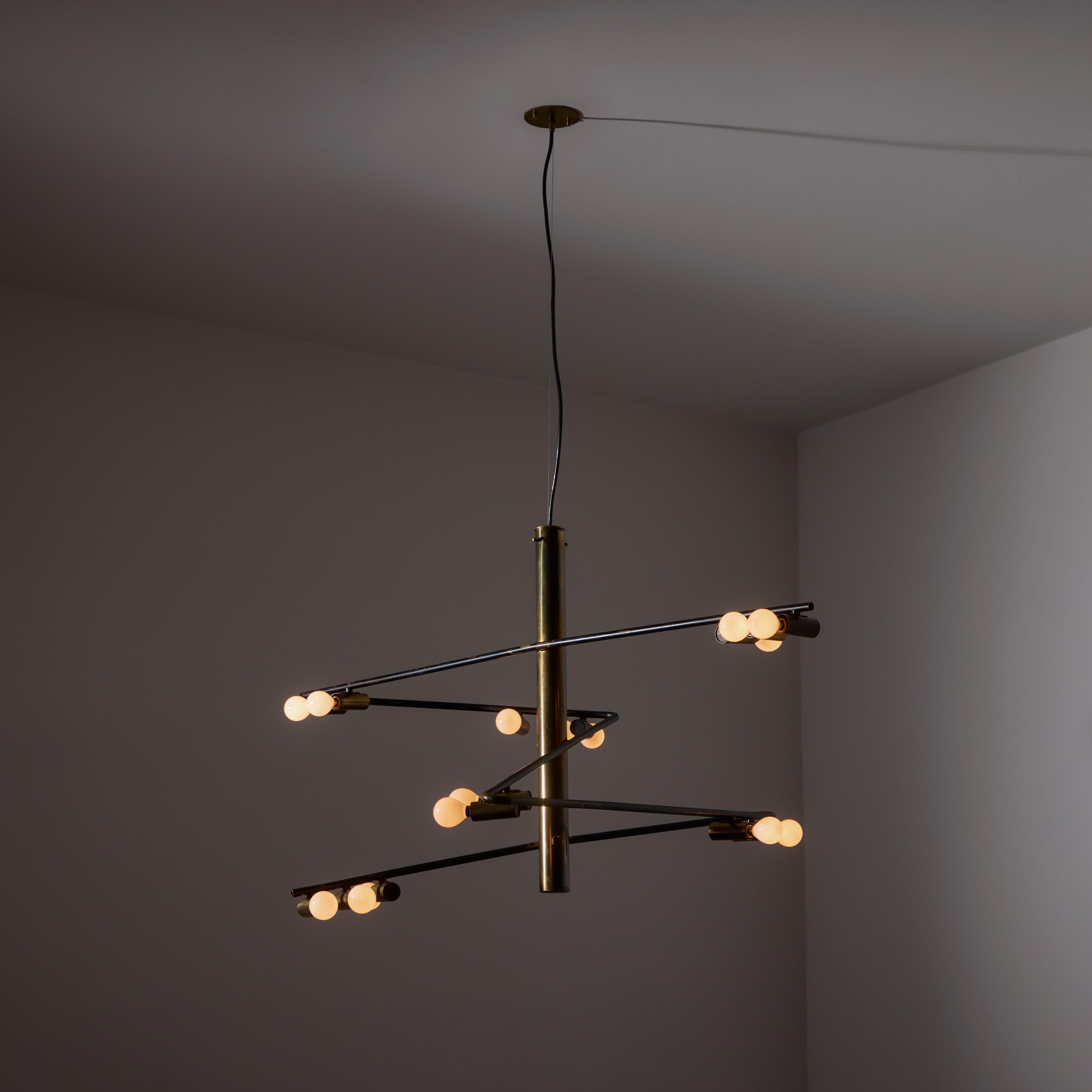Italian Rare Chandelier by Giampiero Aloi for Stilnovo For Sale