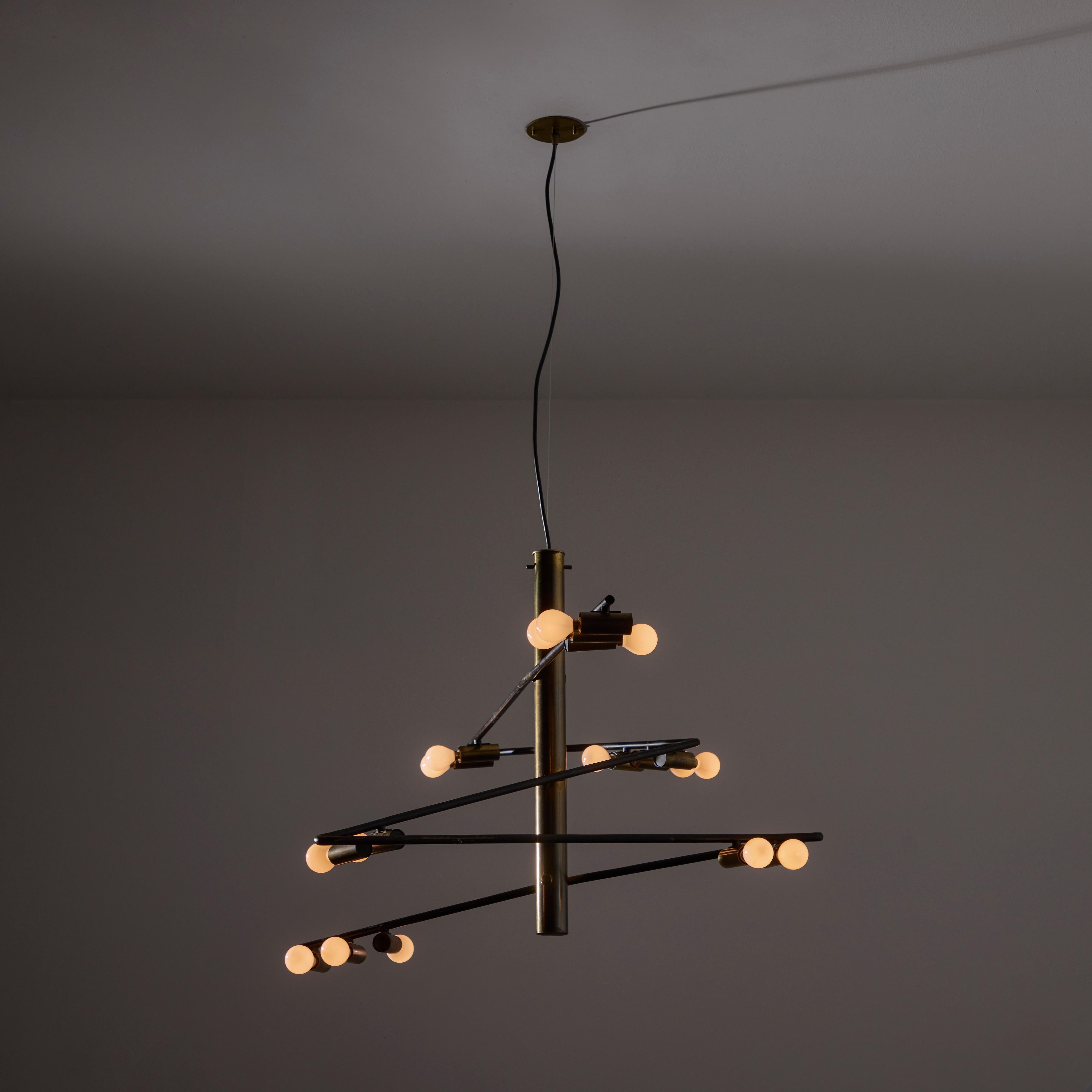 Rare Chandelier by Giampiero Aloi for Stilnovo In Good Condition For Sale In Los Angeles, CA