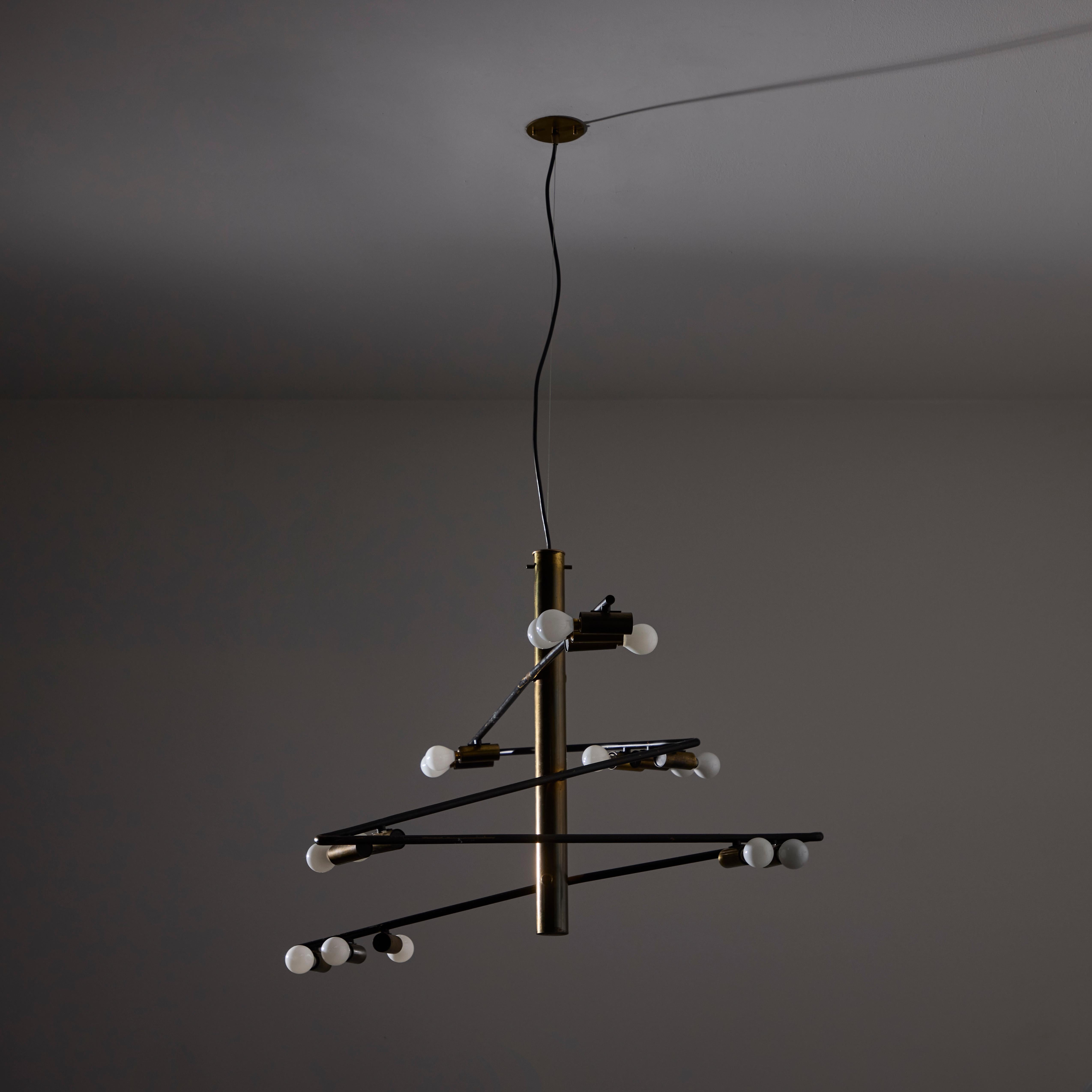 20th Century Rare Chandelier by Giampiero Aloi for Stilnovo For Sale