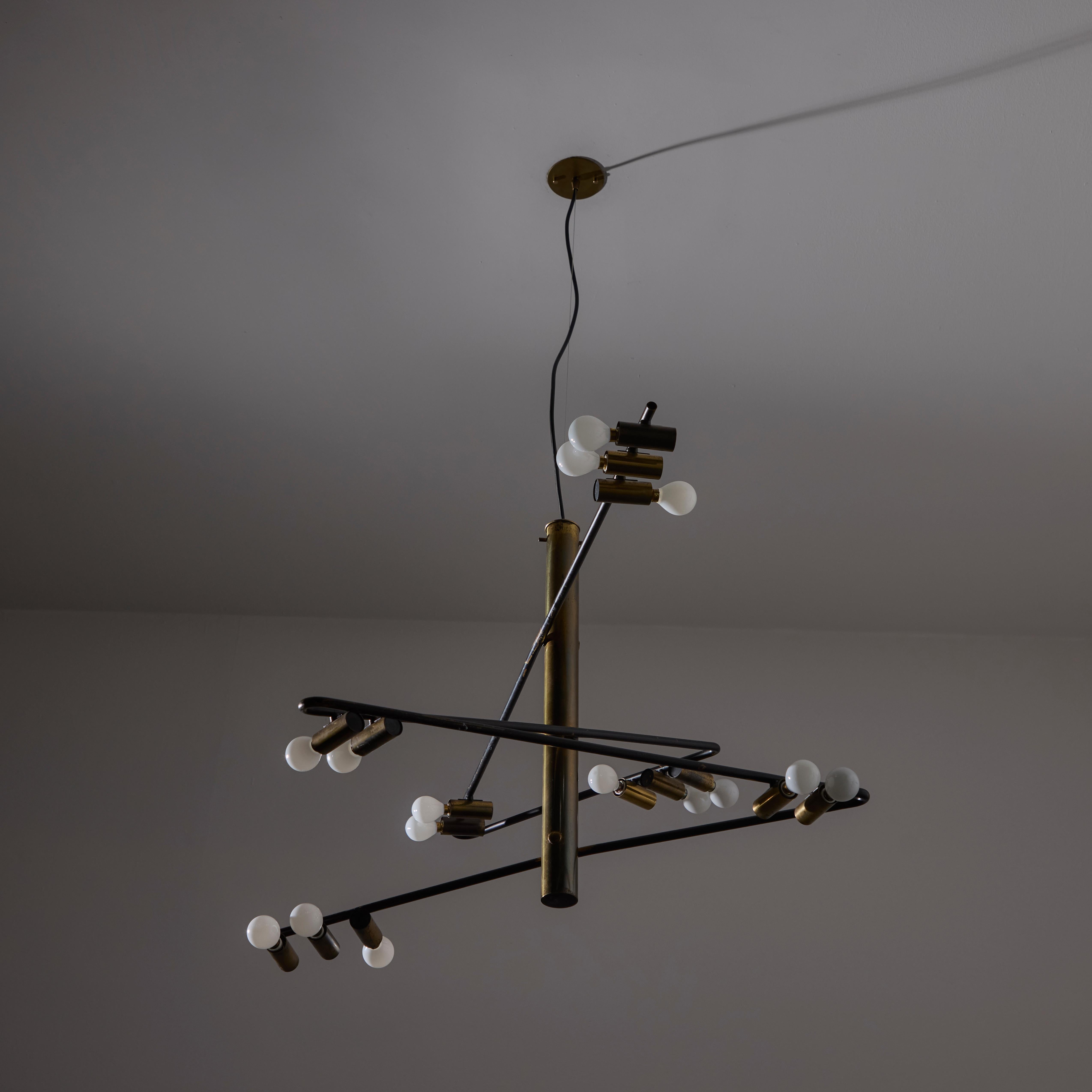 Rare Chandelier by Giampiero Aloi for Stilnovo For Sale 1