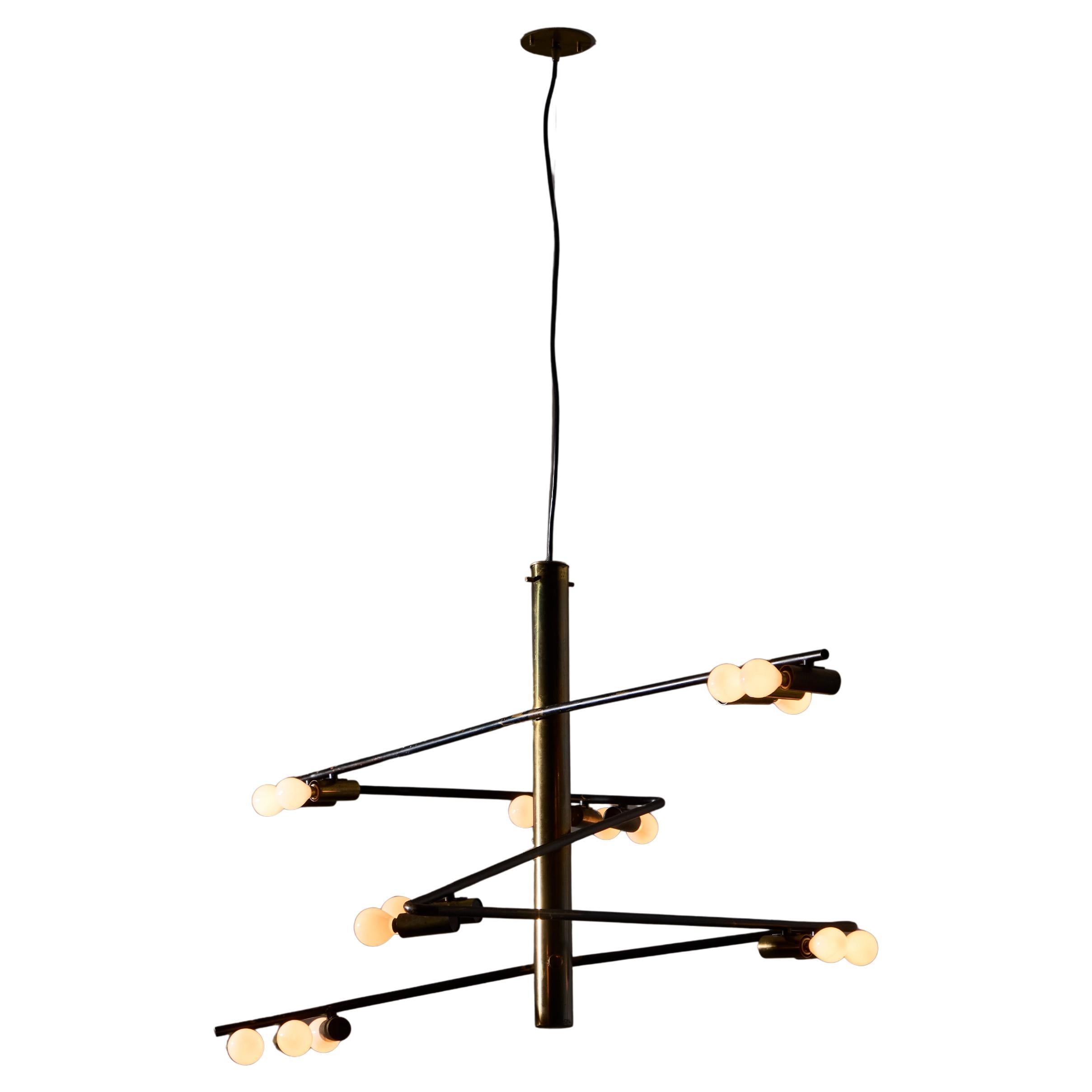 Rare Chandelier by Giampiero Aloi for Stilnovo For Sale