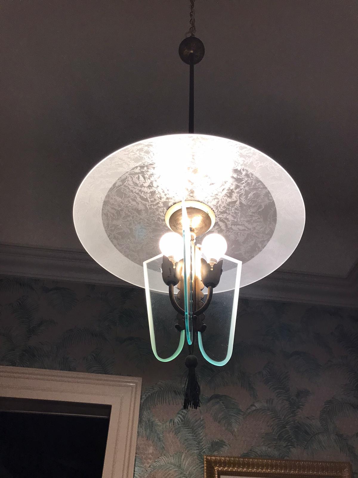 Rare Chandelier by Pietro Chiesa, Italy 1930s In Good Condition For Sale In London, GB