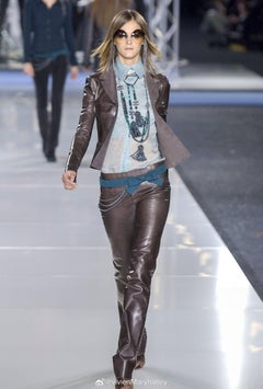 Rare! Chanel 02A 2002 / 2003 Fall / winter RTW leather pantsuit runway