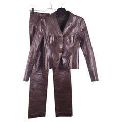 Rare! Chanel 02A 2002 / 2003 Fall / winter RTW leather pantsuit runway