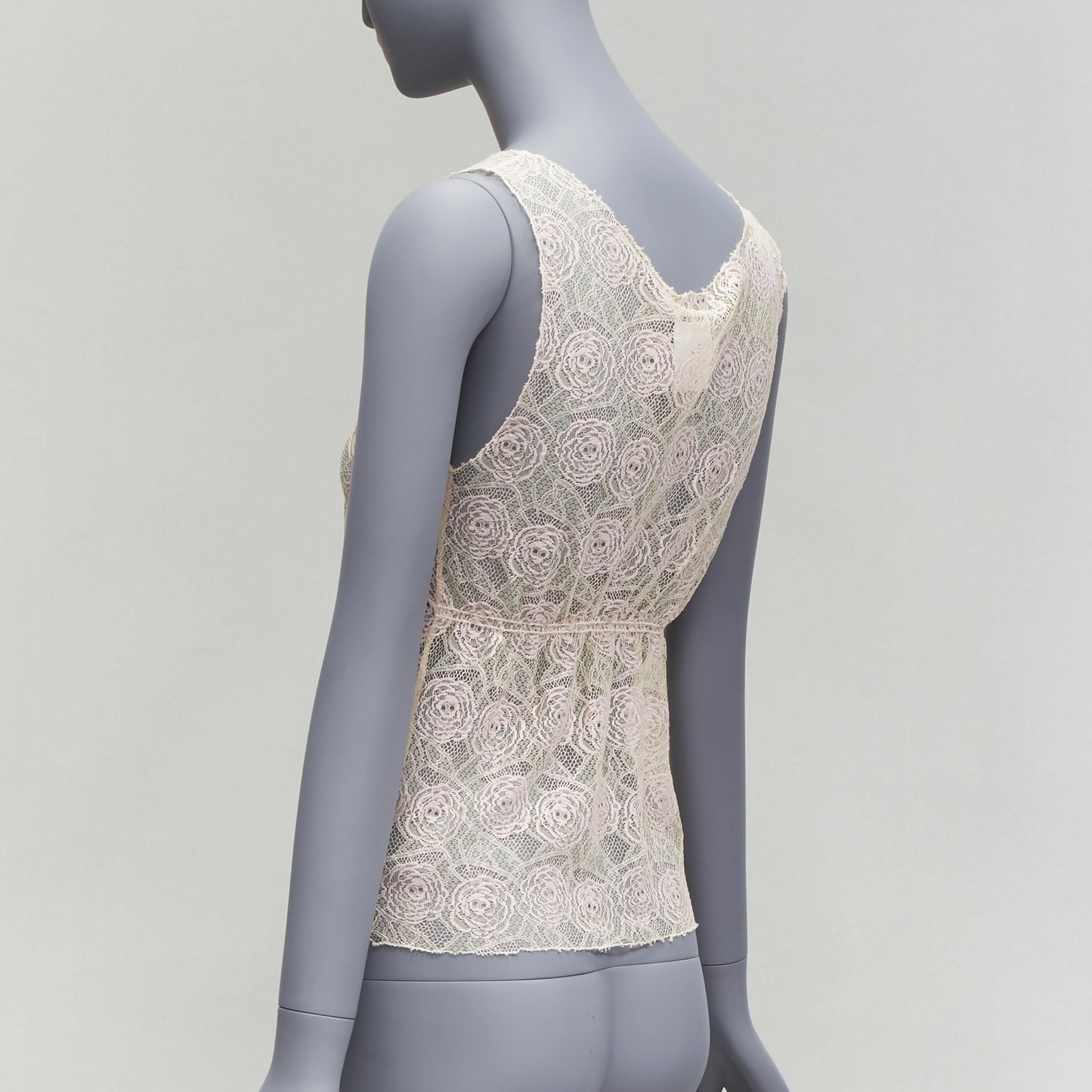 rare CHANEL 04C Vintage CC Byzantine Gripoix applique Camellia lace top FR38 M For Sale 1