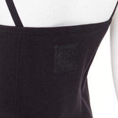 rare CHANEL 04P Sports Vintage CC logo black fleece flared pinafore dress FR36 S