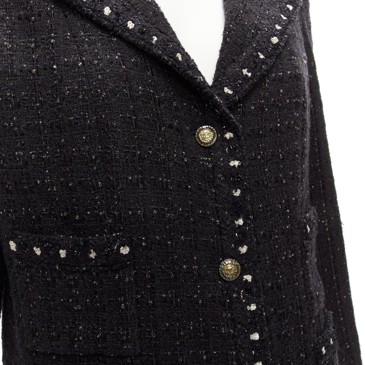 rare CHANEL 05A Fantasy Tweed CC button 4 pocket little black jacket FR44 2XL For Sale 3
