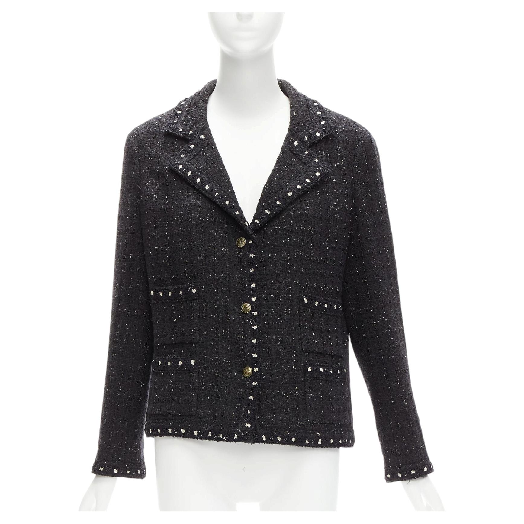rare CHANEL 05A Fantasy Tweed CC button 4 pocket little black jacket FR44 2XL