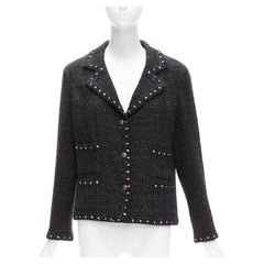 rare CHANEL 05A Fantasy Tweed CC button 4 pocket little black jacket FR44 2XL