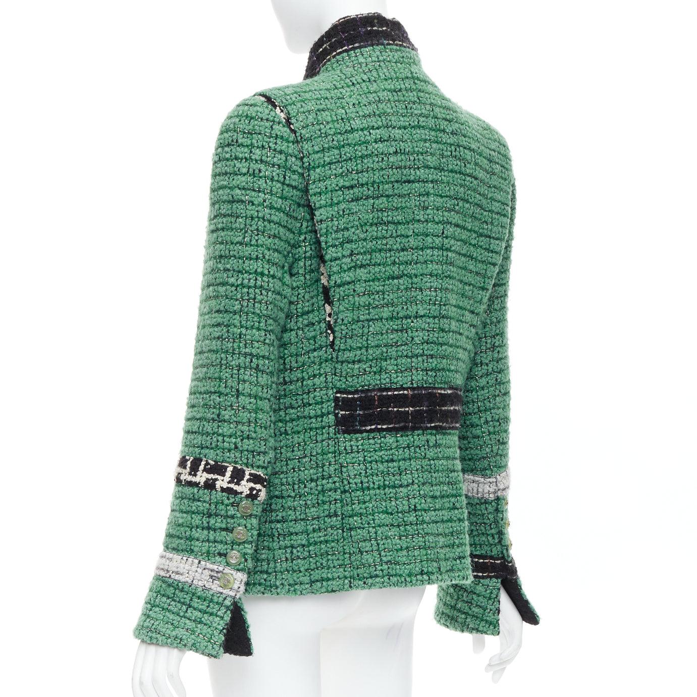rare CHANEL 09K Lesage Fantasy Tweed Runway jade green CC 4-pocket jacket FR50 1