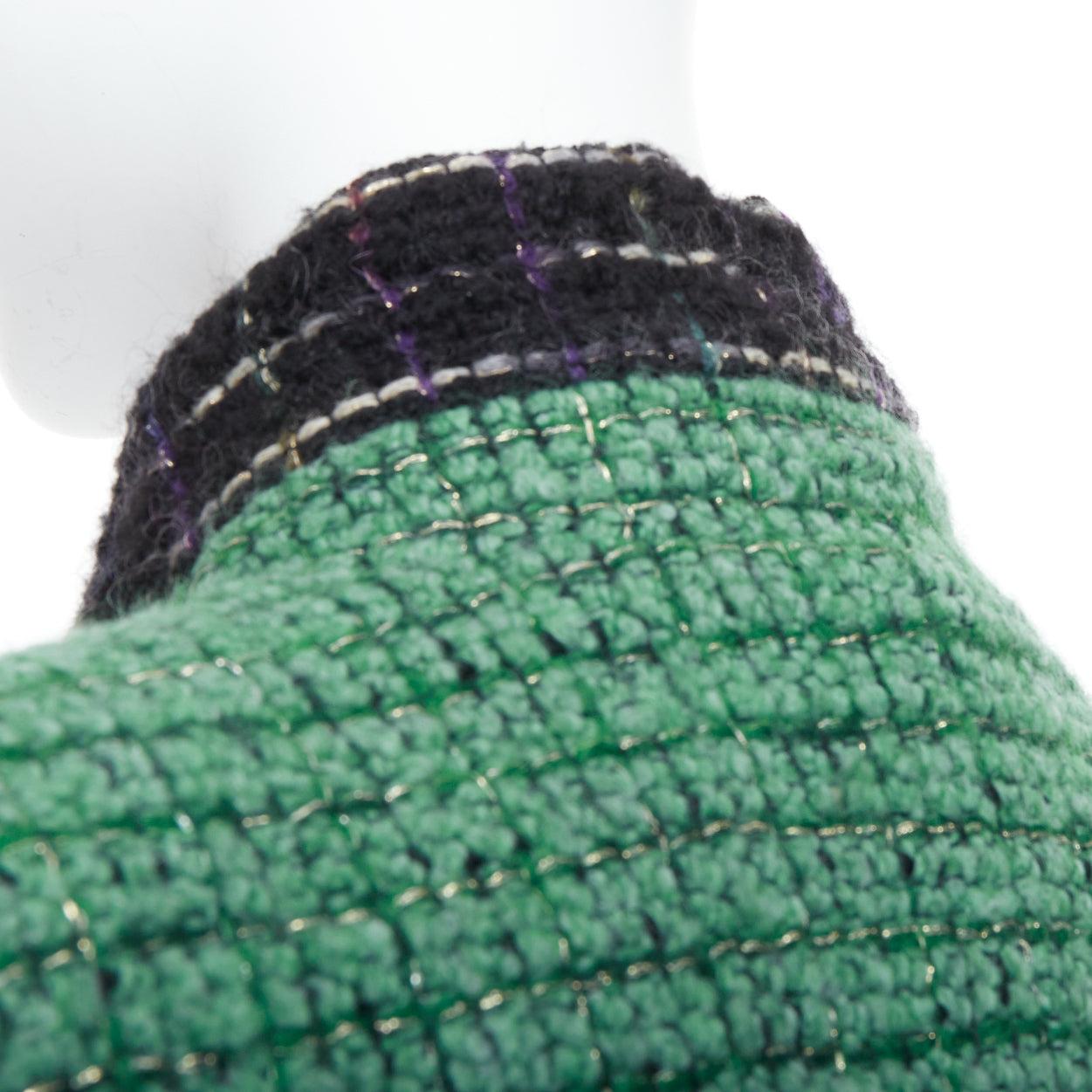 rare CHANEL 09K Lesage Fantasy Tweed Runway jade green CC 4-pocket jacket FR50 2