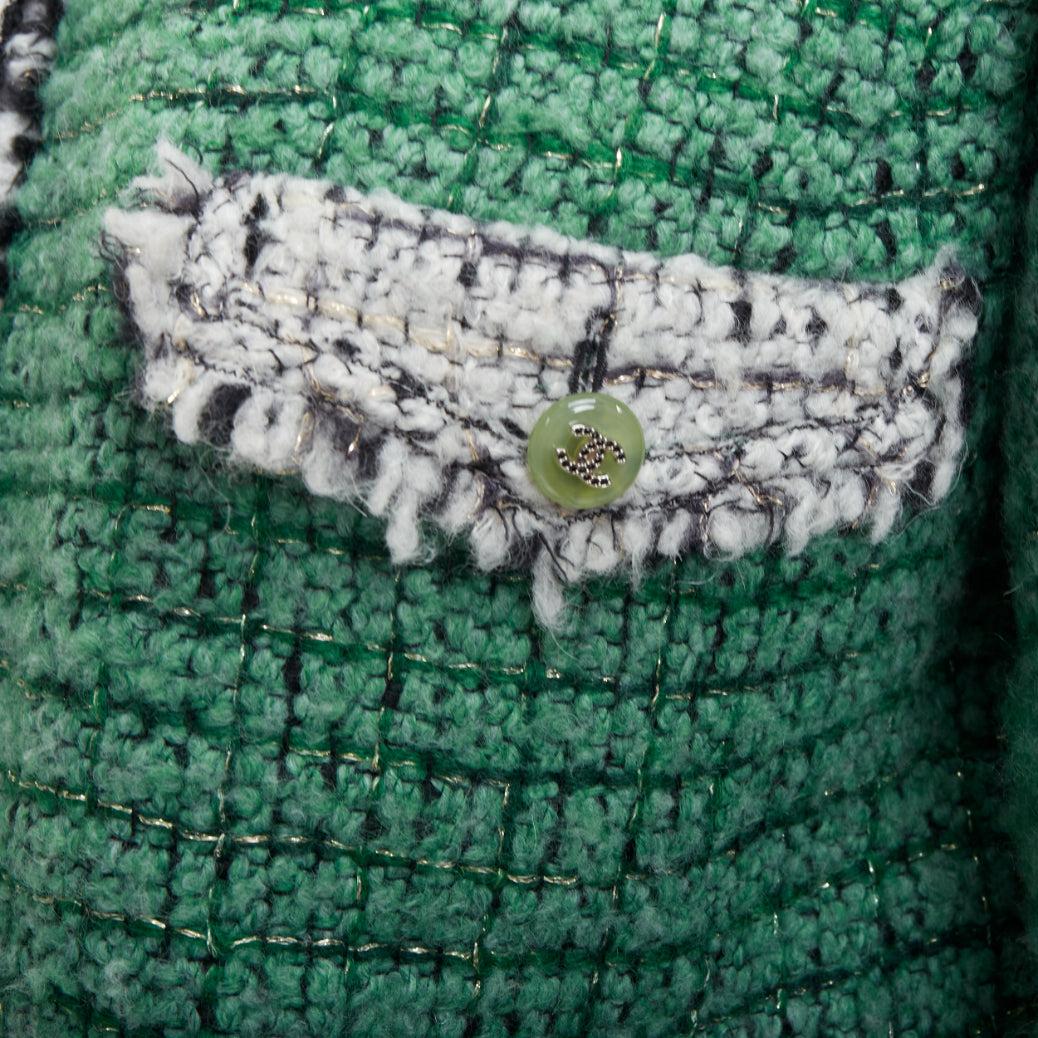 rare CHANEL 09K Lesage Fantasy Tweed Runway jade green CC 4-pocket jacket FR50 3
