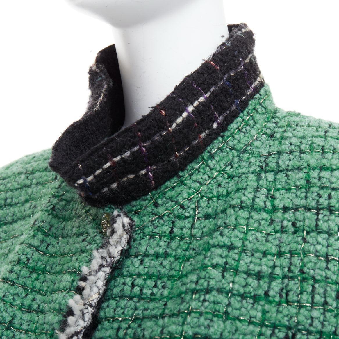 rare CHANEL 09K Lesage Fantasy Tweed Runway jade green CC 4-pocket jacket FR50 4