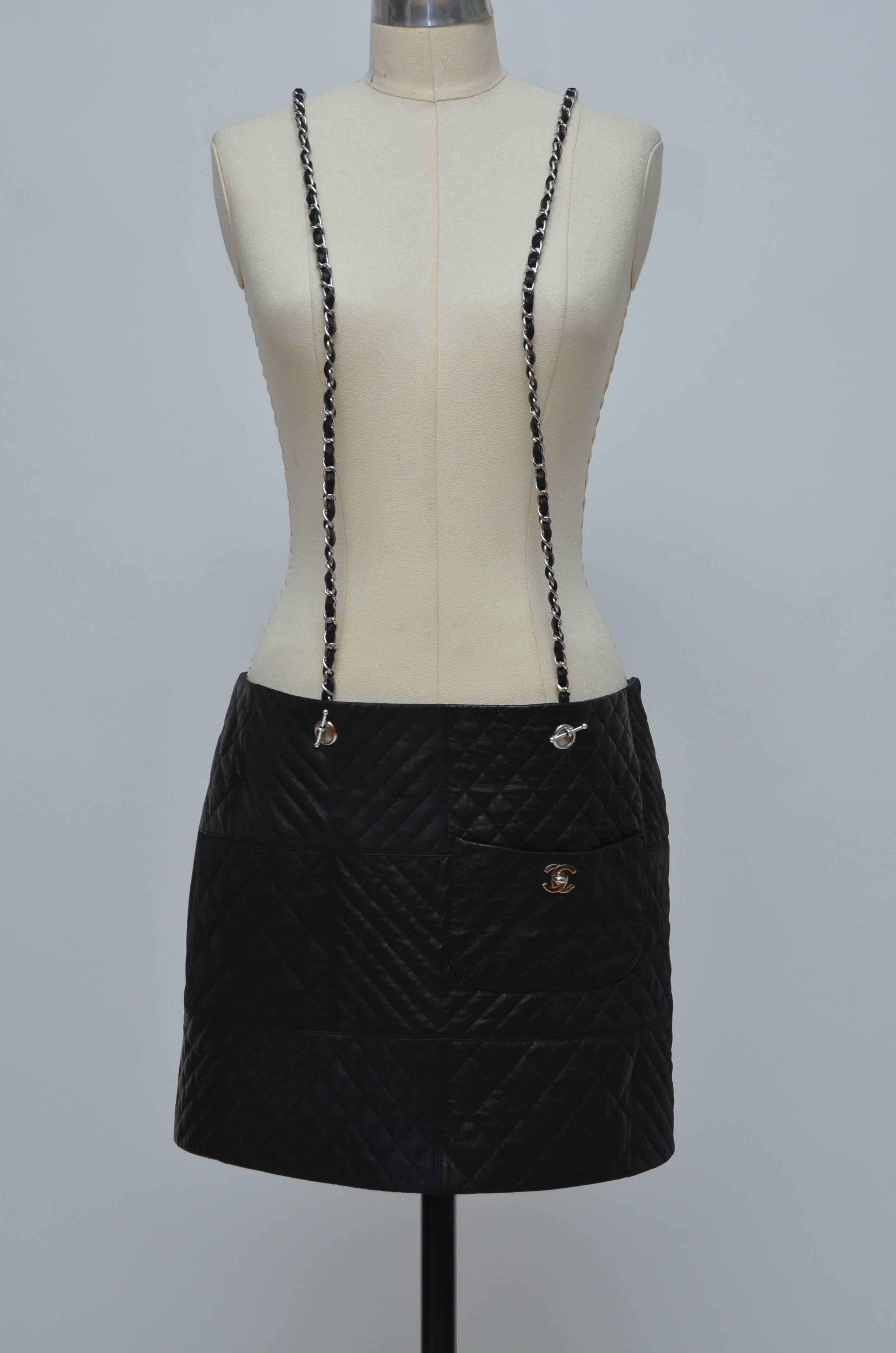 leather skirt with chain