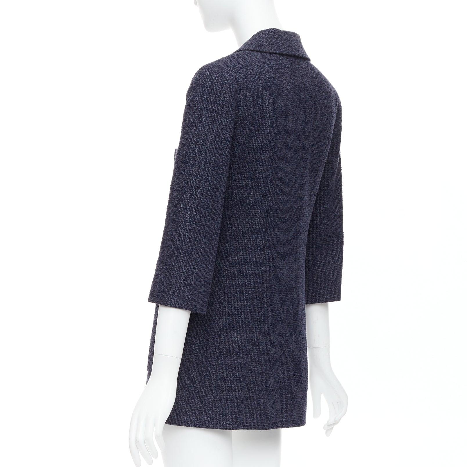 CHANEL 12P doré bleu marine tweed à poches doubles CC FR38 M en vente 2
