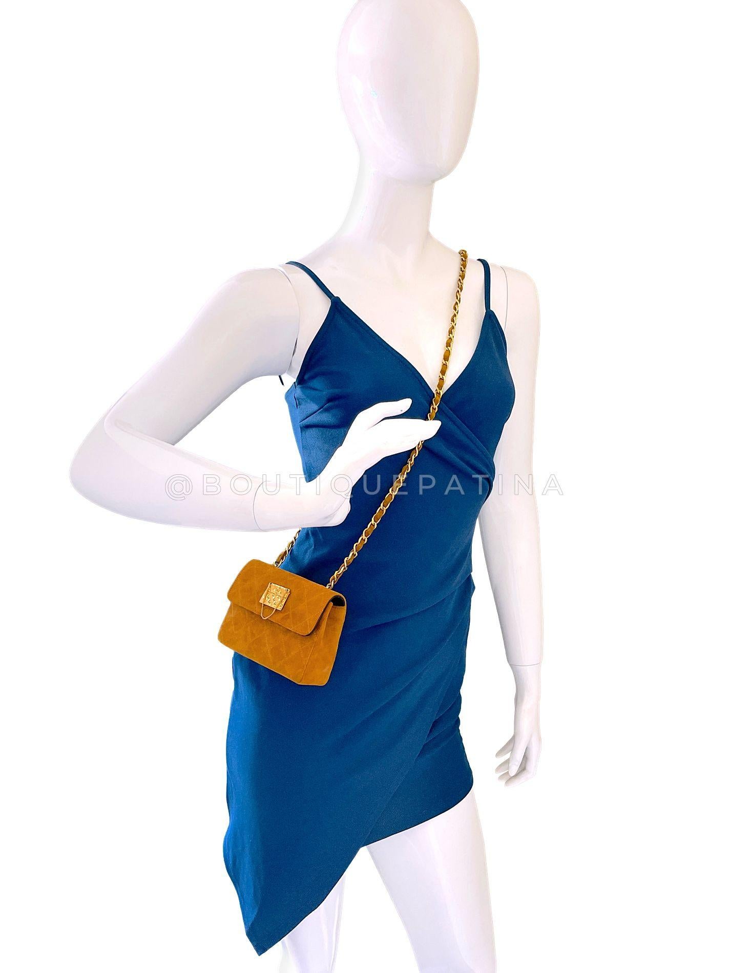 Rare Chanel 1986 Vintage Walnut Crossbody Mini Flap Bag 24k GHW 68667 en vente 9