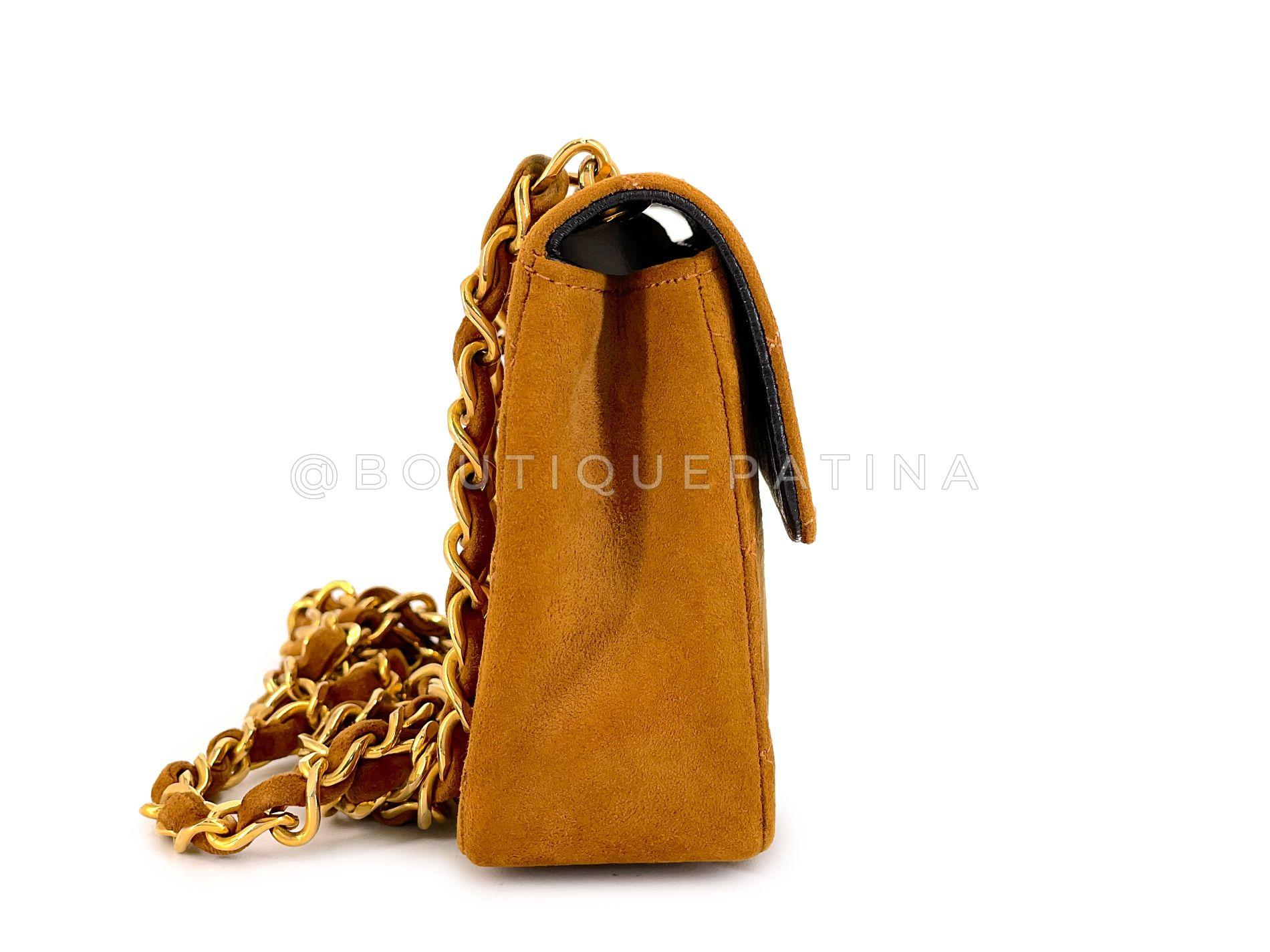 Rare Chanel 1986 Vintage Walnut Crossbody Mini Flap Bag 24k GHW 68667 Excellent état - En vente à Costa Mesa, CA