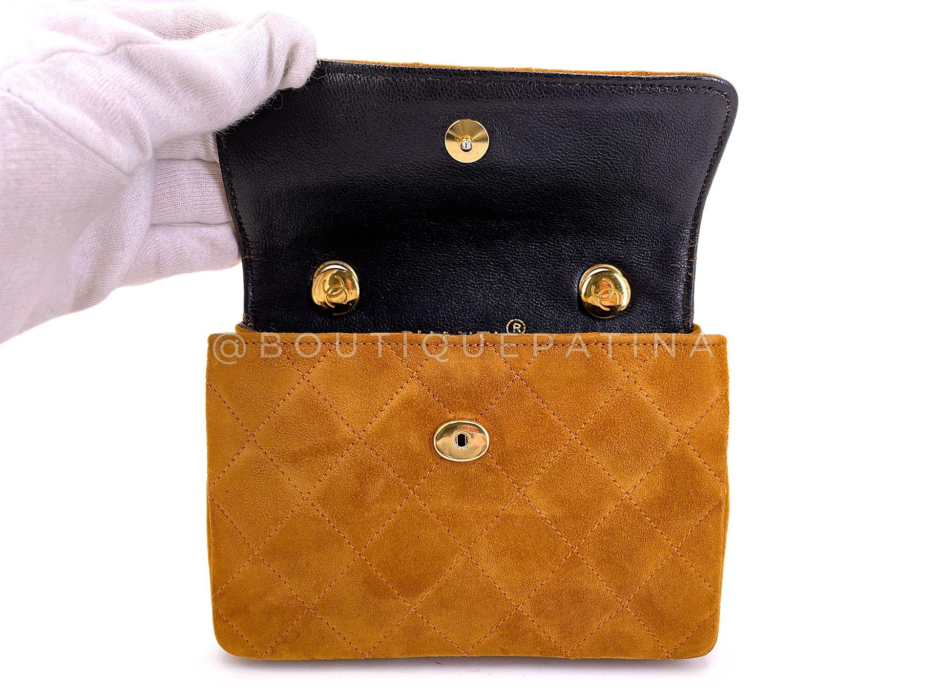 Rare Chanel 1986 Vintage Walnut Crossbody Mini Flap Bag 24k GHW 68667 en vente 4