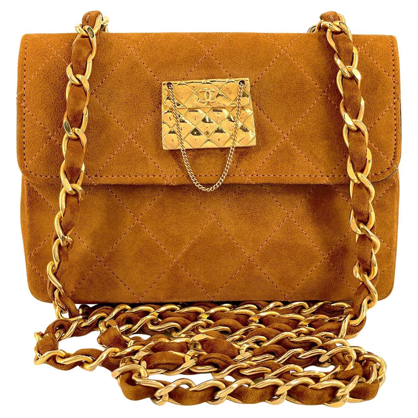 Rara Chanel 1986 Vintage Walnut Suede Crossbody Mini Flap Bag 24k GHW 68667