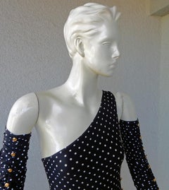 Vintage Lagerfeld Chanel Runway 1989 Polka-Dot Swimsuit/Matching Skirt + Sleeves