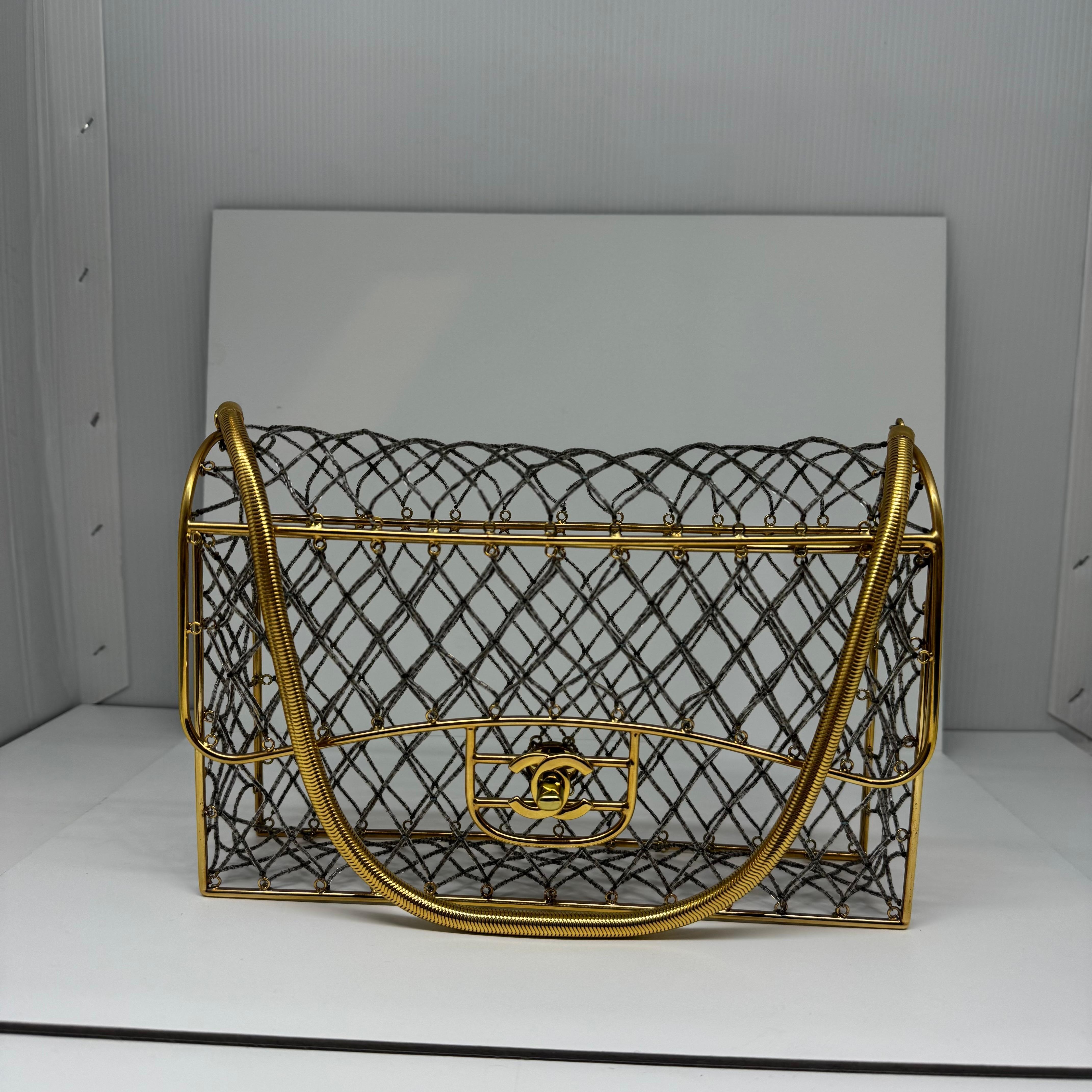 Rare Chanel 1990s Black Beaded Lucite Medium Flap Bag 10