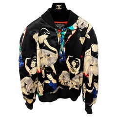 Vintage Rare Chanel 1991 Hip Hop Collection silk ballerina print bomber jacket