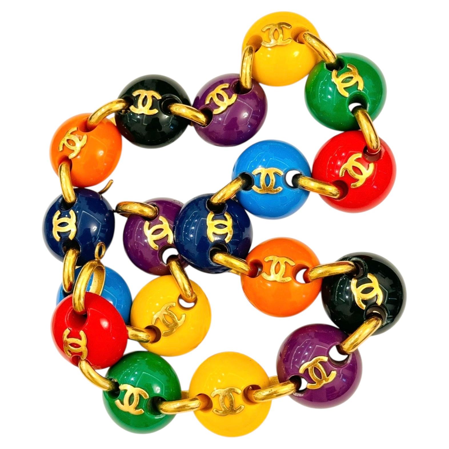 Rare Chanel 1991 multicolor Candy Buttons Skittles M&M Belt/Necklace For Sale