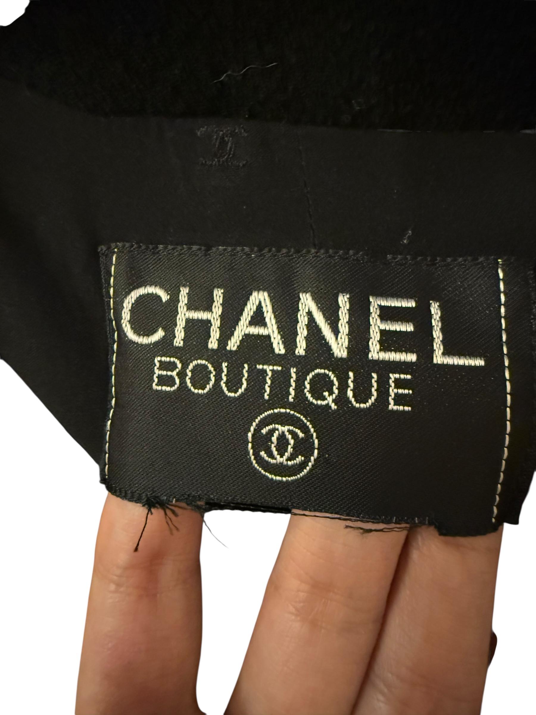 Seltene Chanel 1995 Barbie Collection Bolero beschnittene schwarze Tweedjacke Damen im Angebot