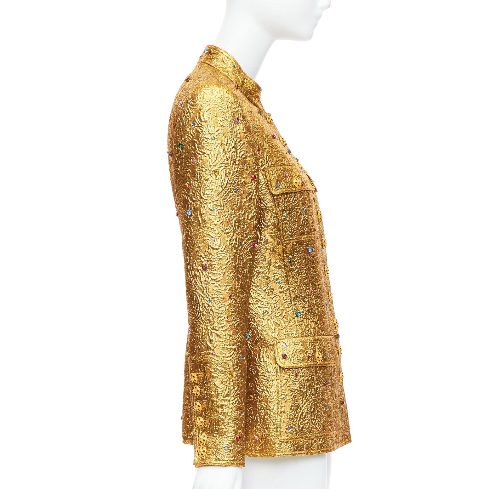 Women's rare CHANEL 1996 Runway  Byzantine gold brocade rhinestone embellished jacket