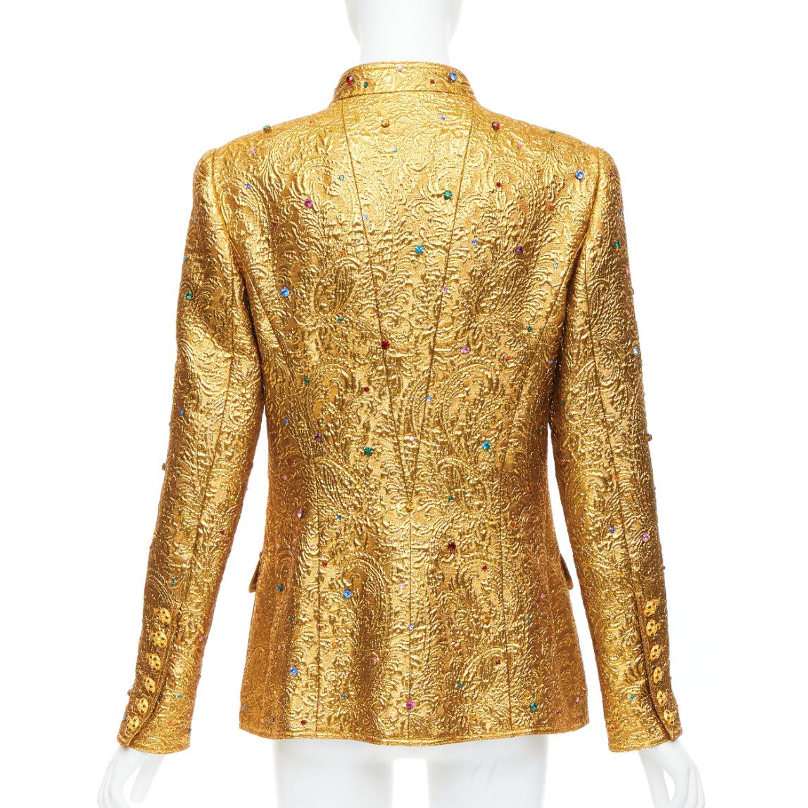 rare CHANEL 1996 Runway  Byzantine gold brocade rhinestone embellished jacket 1