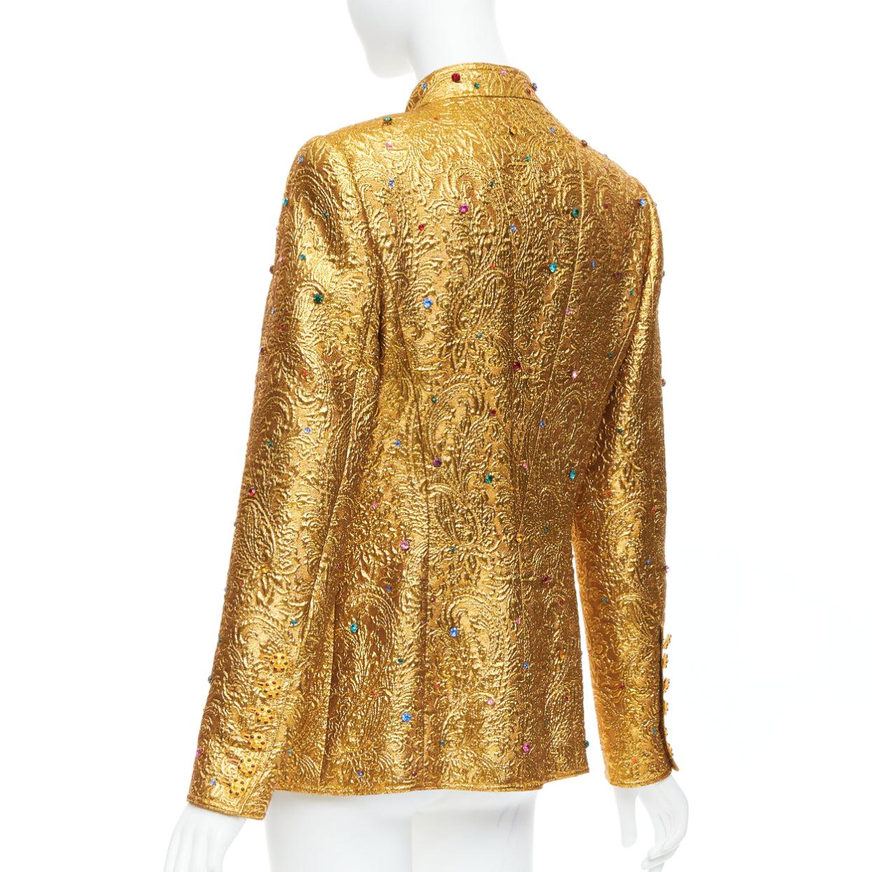 rare CHANEL 1996 Runway  Byzantine gold brocade rhinestone embellished jacket 2