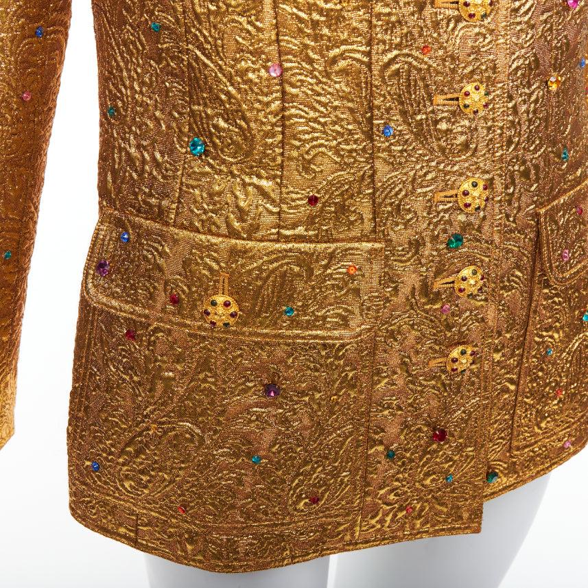 rare CHANEL 1996 Runway  Byzantine gold brocade rhinestone embellished jacket 3
