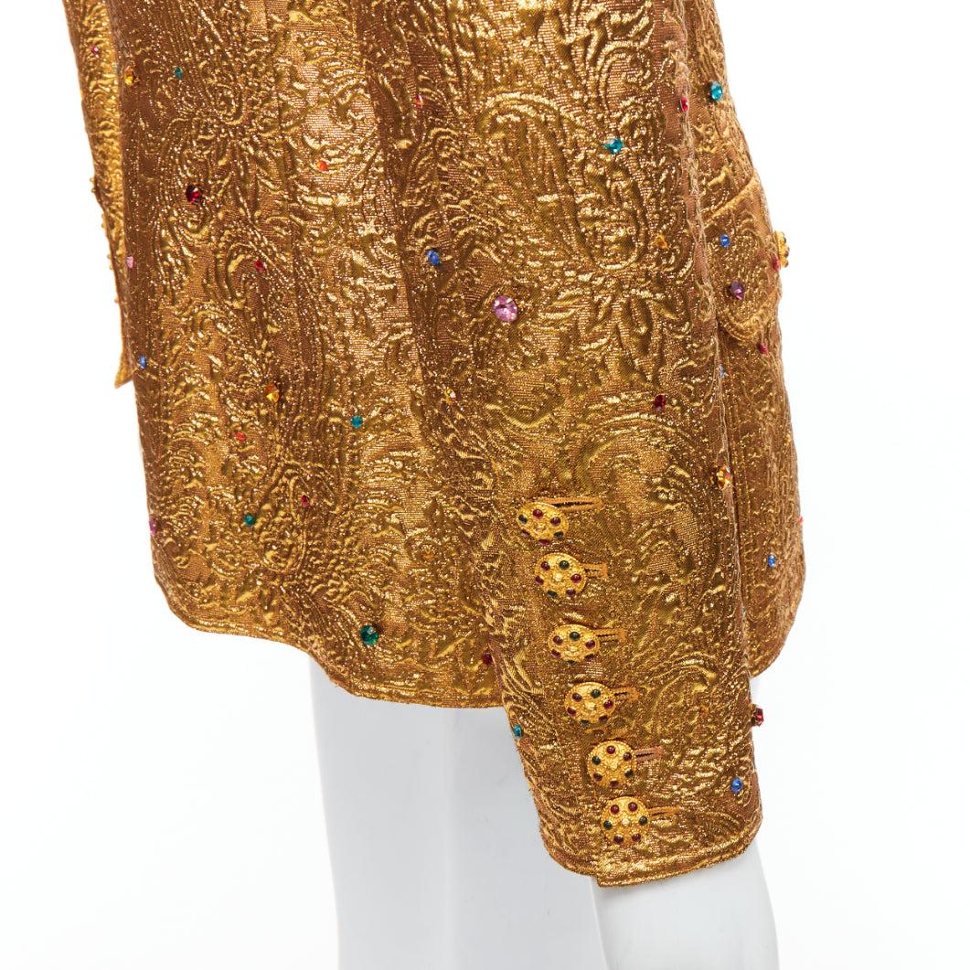 rare CHANEL 1996 Runway  Byzantine gold brocade rhinestone embellished jacket 4